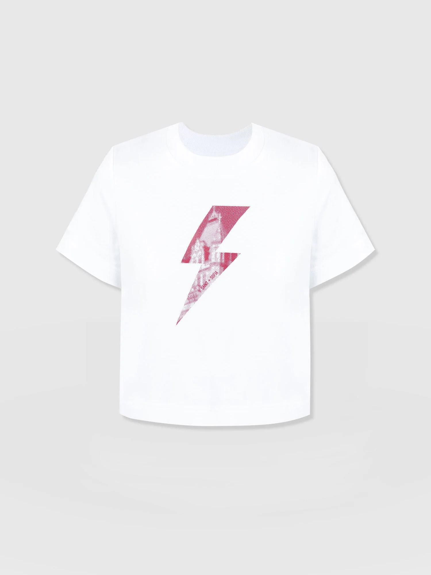 Chelsea Crew Neck Tee - White - Pink Lightning Bolt - Image 7