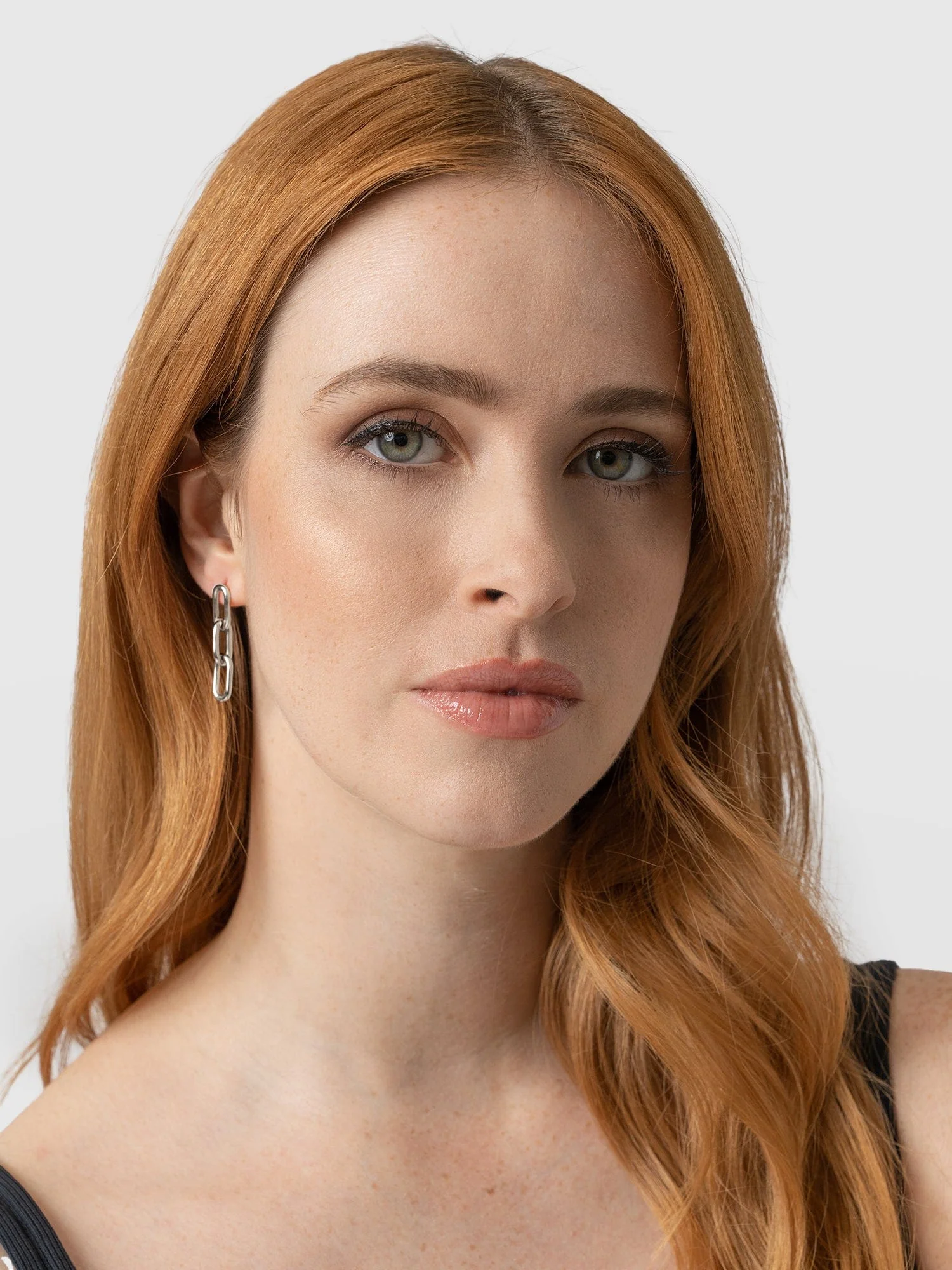 Cable Chain Drop Earrings - Silver - Image 3