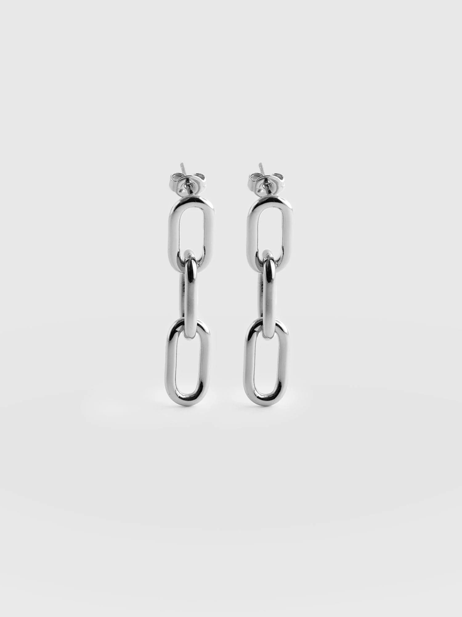 Cable Chain Drop Earrings - Silver - Image 6