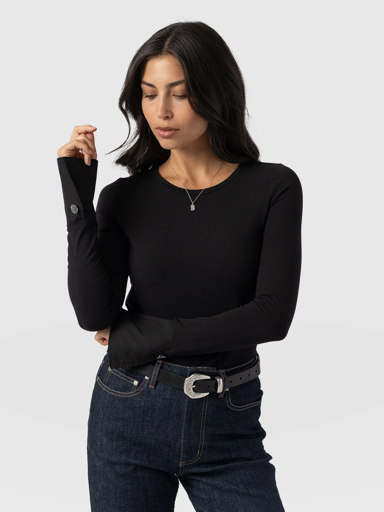 Connie Cuff Tee - Black - Image 2