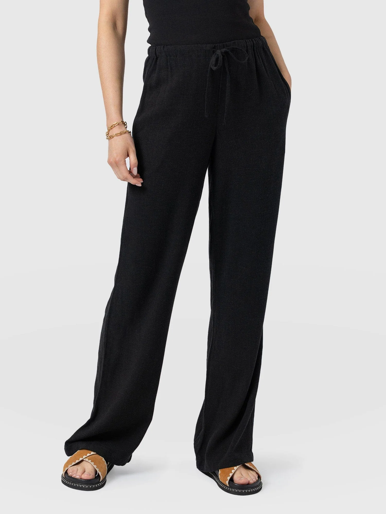 Corinne Linen Pant - Black - Image 2