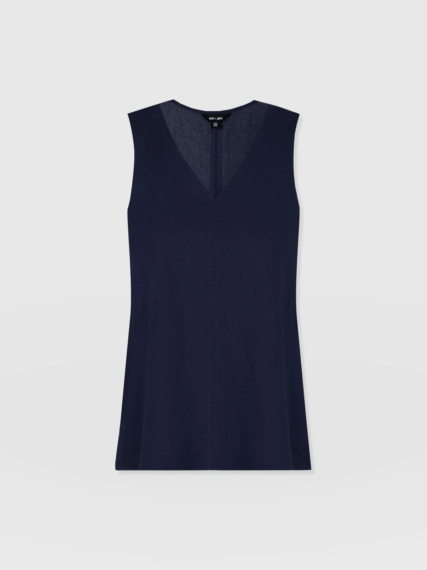 Corinne Linen V Neck Tunic - Navy - Image 7