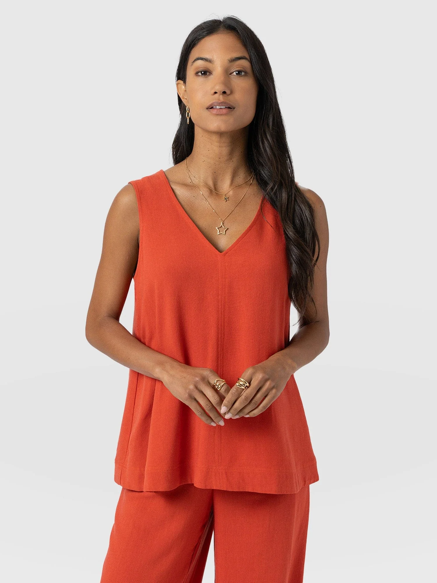 Corinne V Neck Tunic - Burnt Orange - Image 2