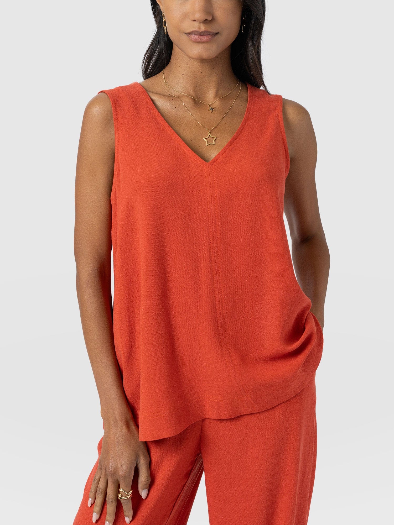Corinne V Neck Tunic - Burnt Orange - Image 3