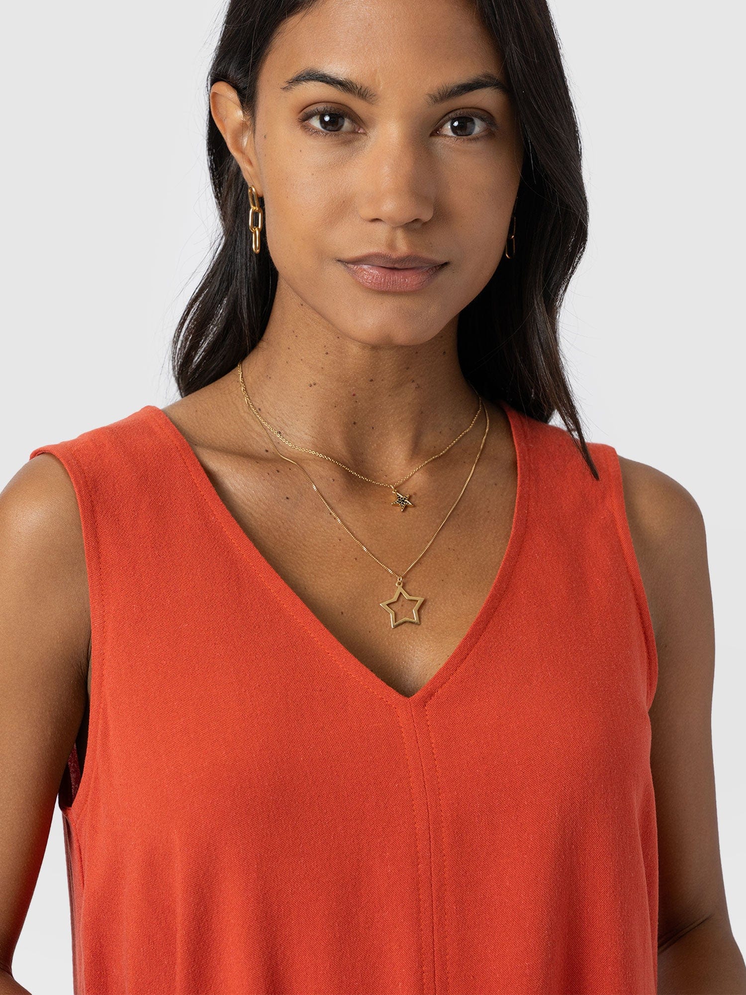 Corinne V Neck Tunic - Burnt Orange - Image 4