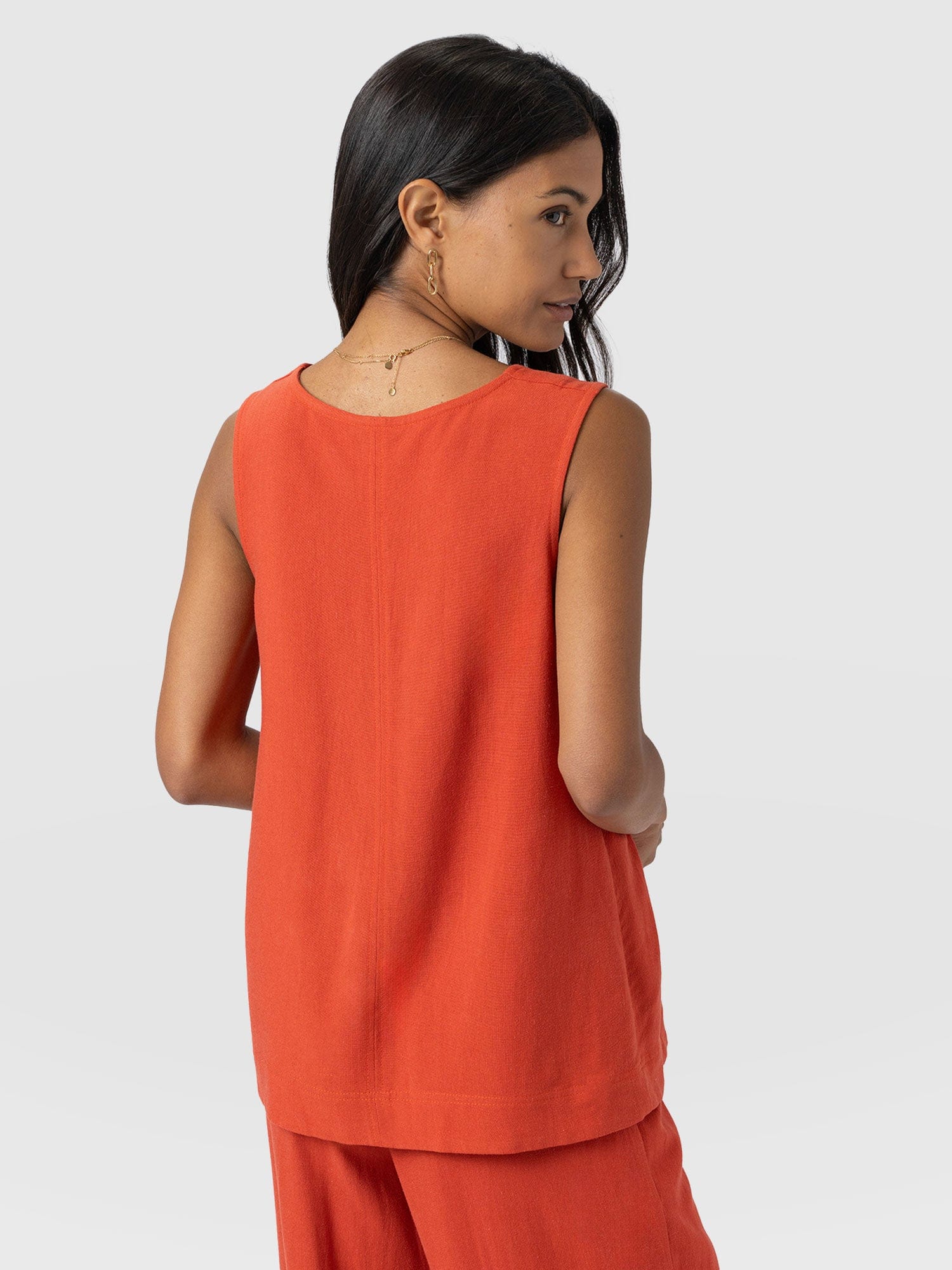 Corinne V Neck Tunic - Burnt Orange - Image 6