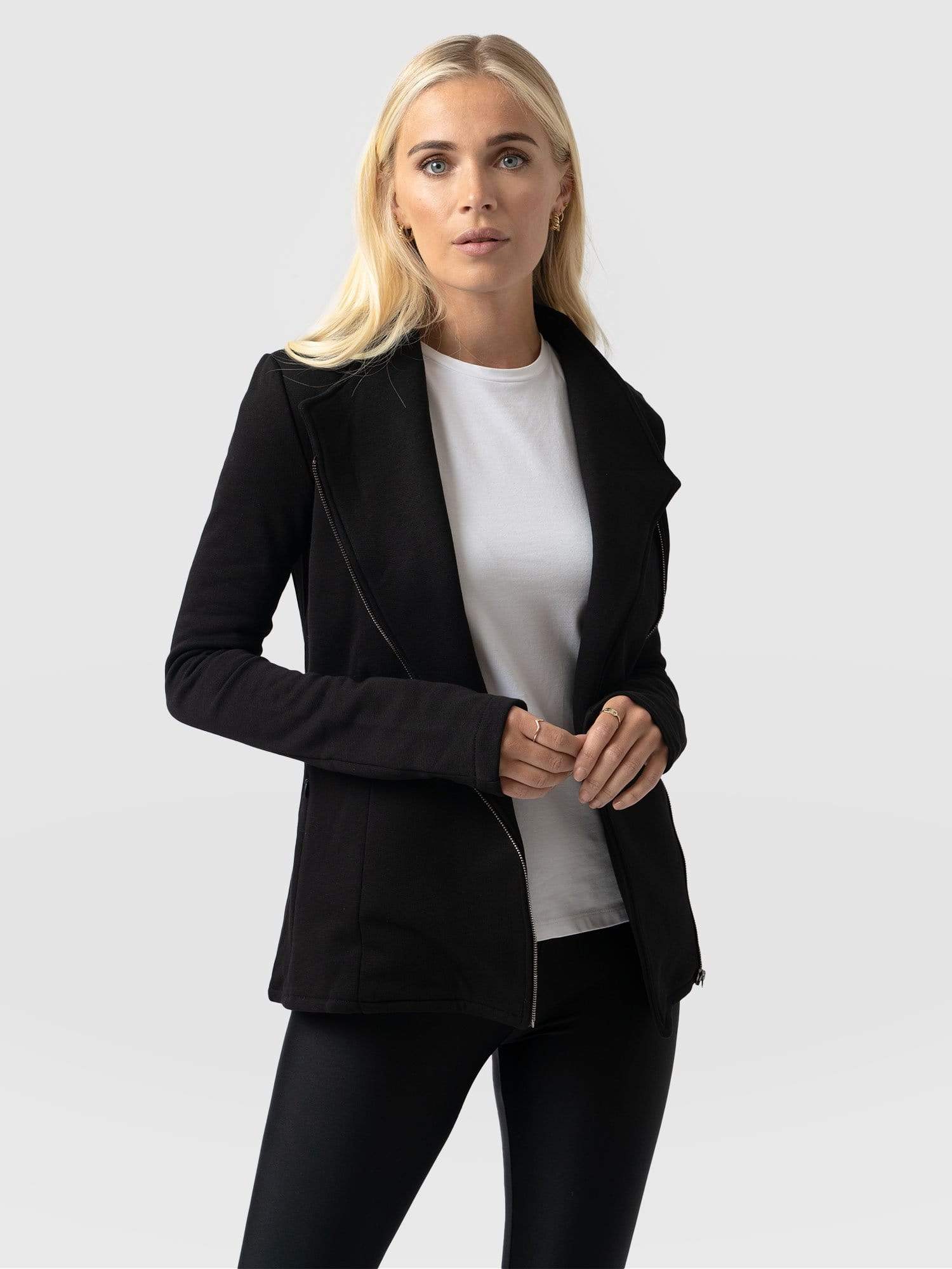 Cotton Biker Jacket - Black - Image 2