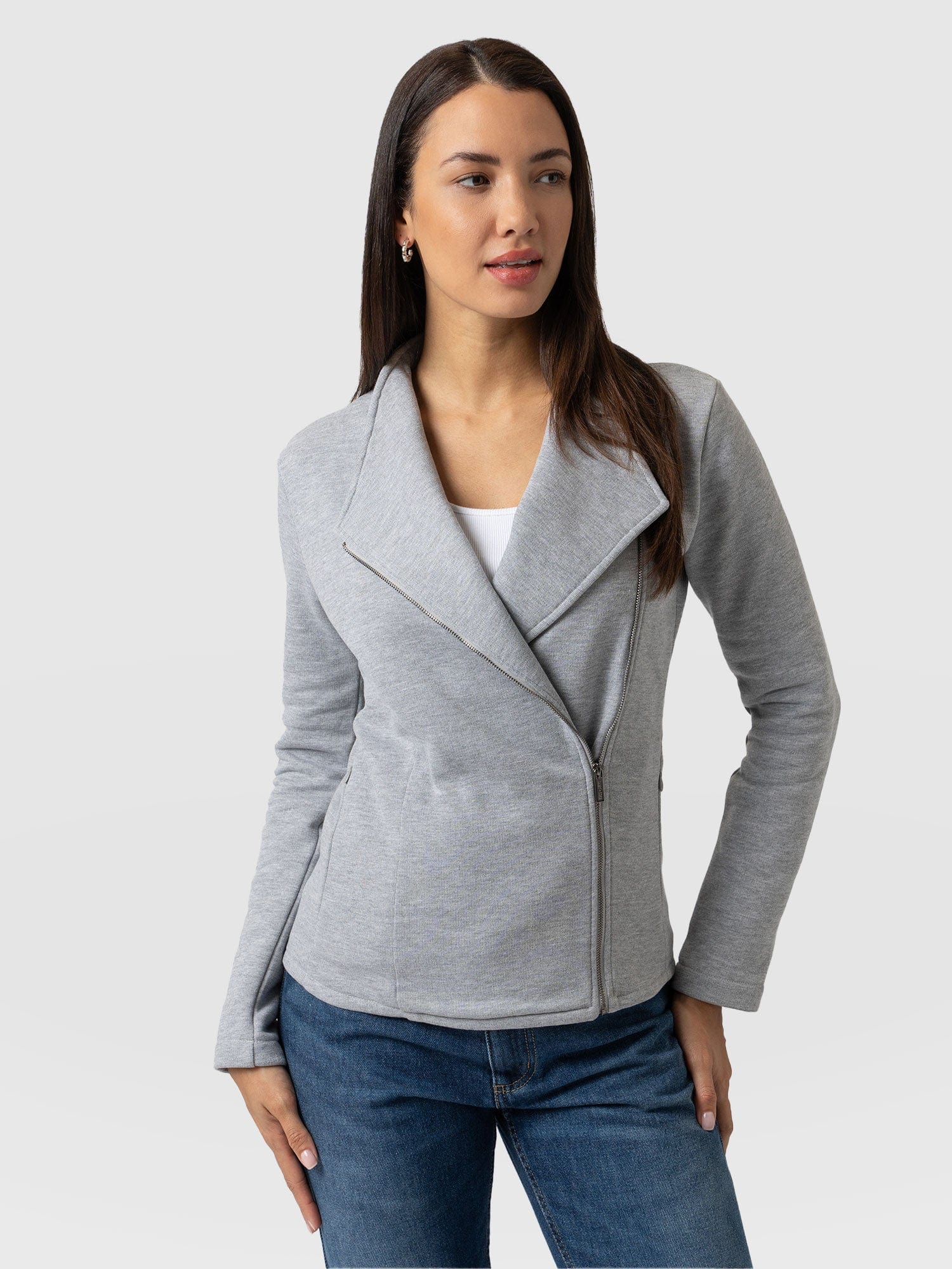 Cotton Biker Jacket - Grey - Image 2