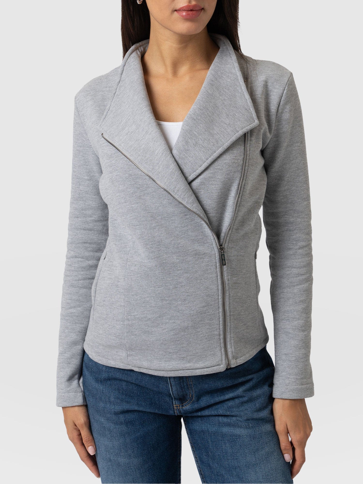 Cotton Biker Jacket - Grey - Image 3