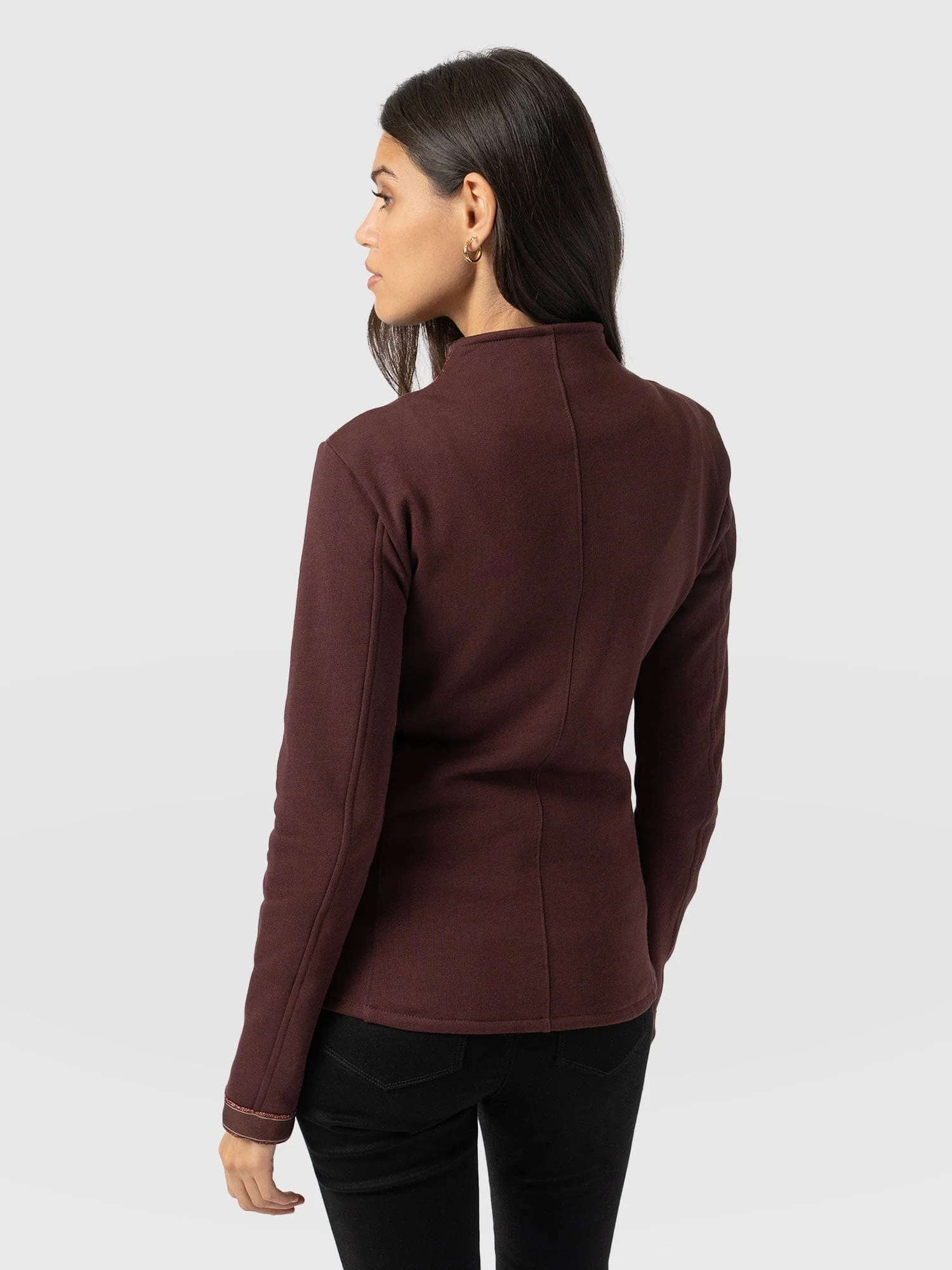 Cotton Biker Jacket - Maroon - Bronze Stripe - Image 4