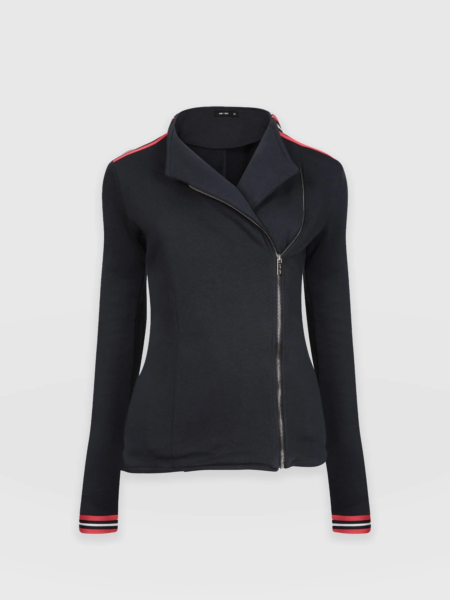 Cotton Biker Jacket - Navy Stripe - Image 7