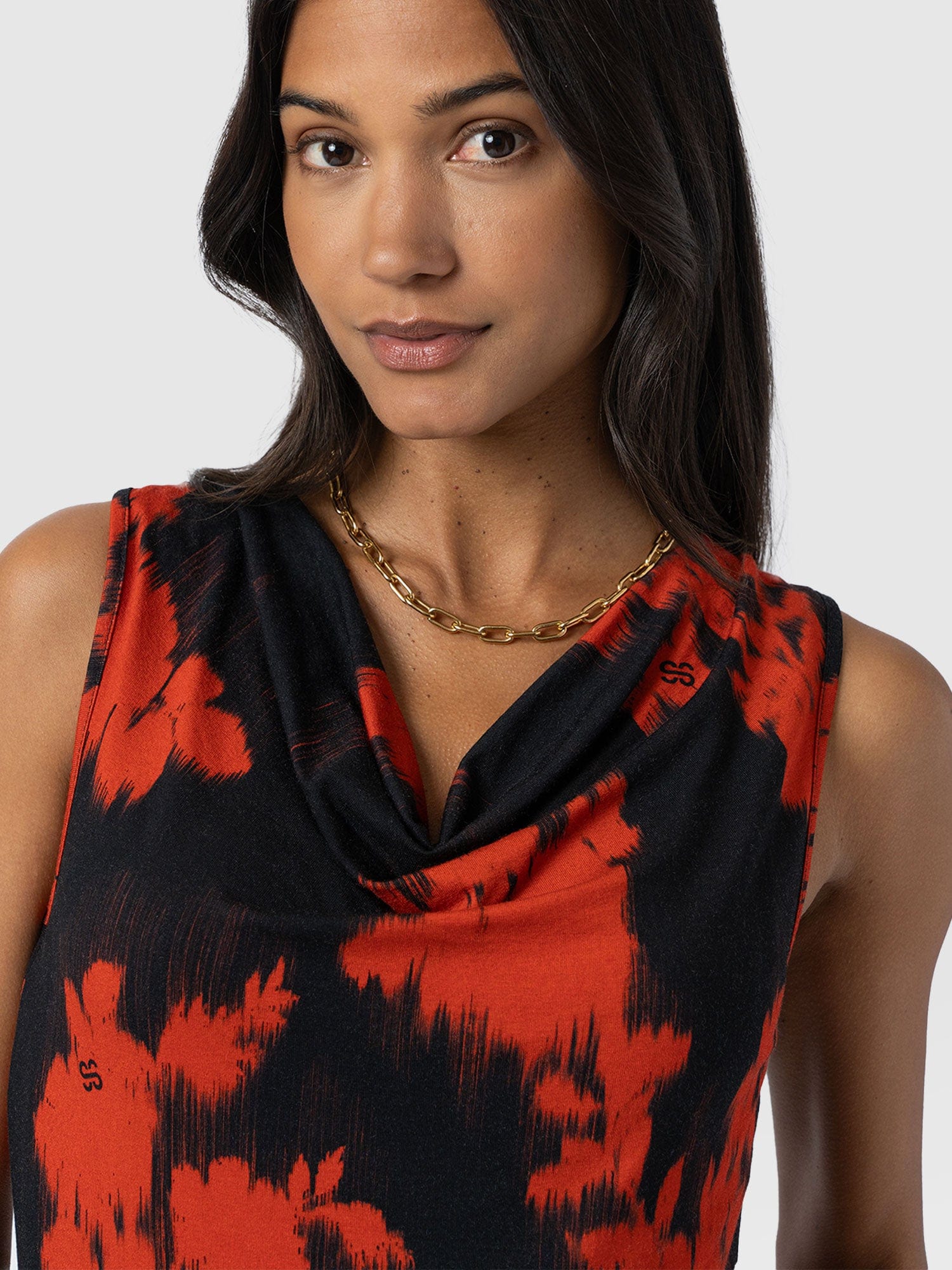 Cowl Neck Cami - Orange Fade Floral - Image 3
