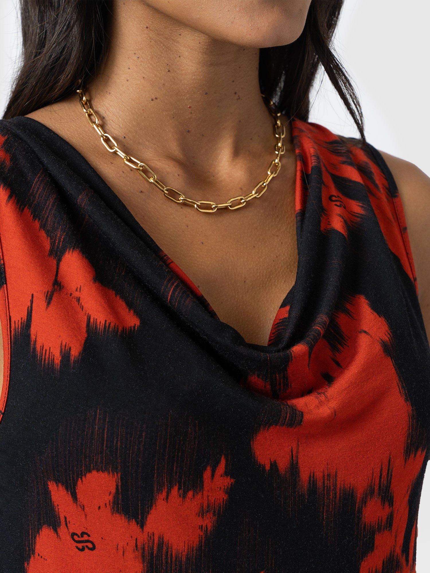 Cowl Neck Cami - Orange Fade Floral - Image 5
