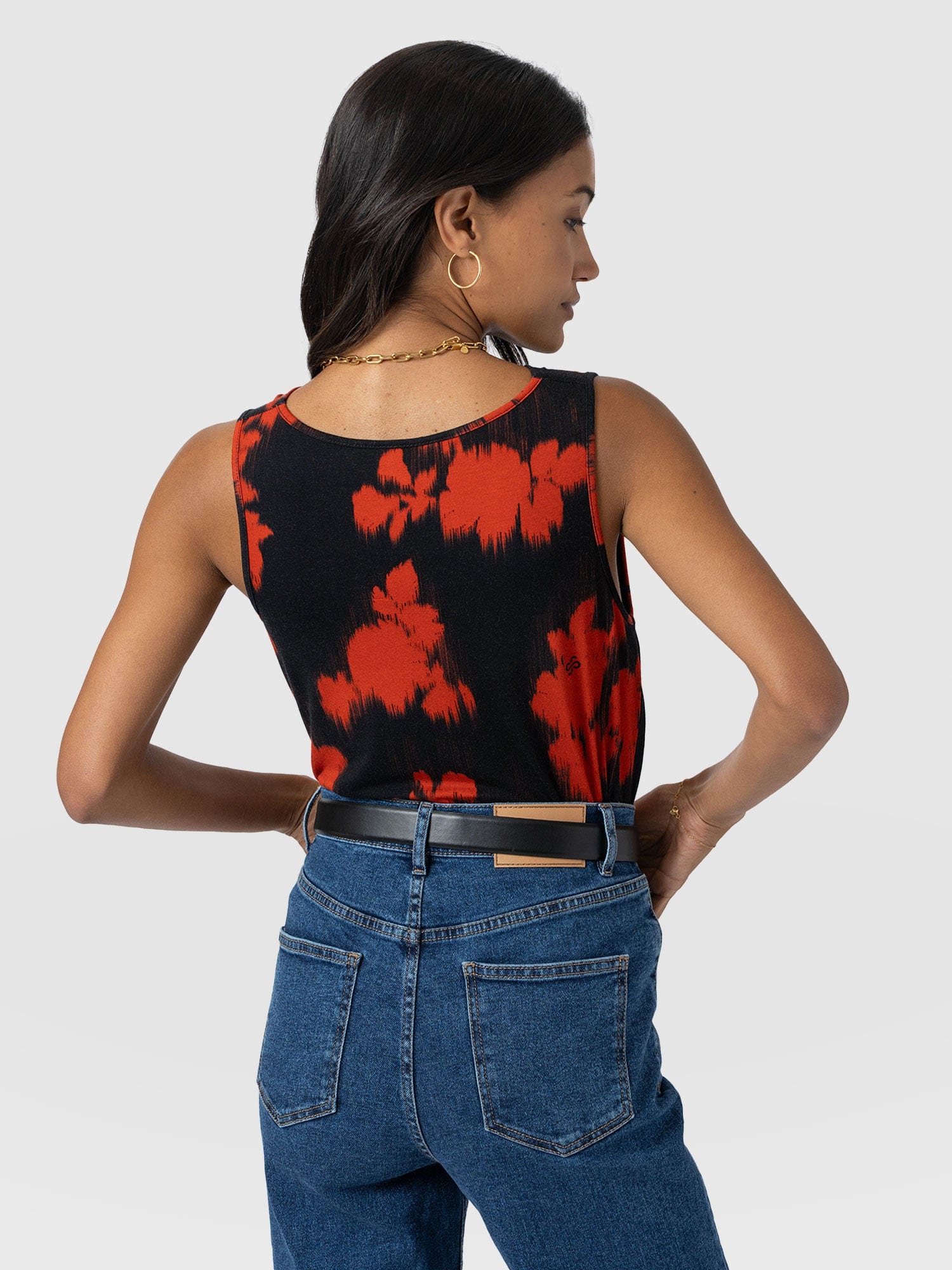 Cowl Neck Cami - Orange Fade Floral - Image 6