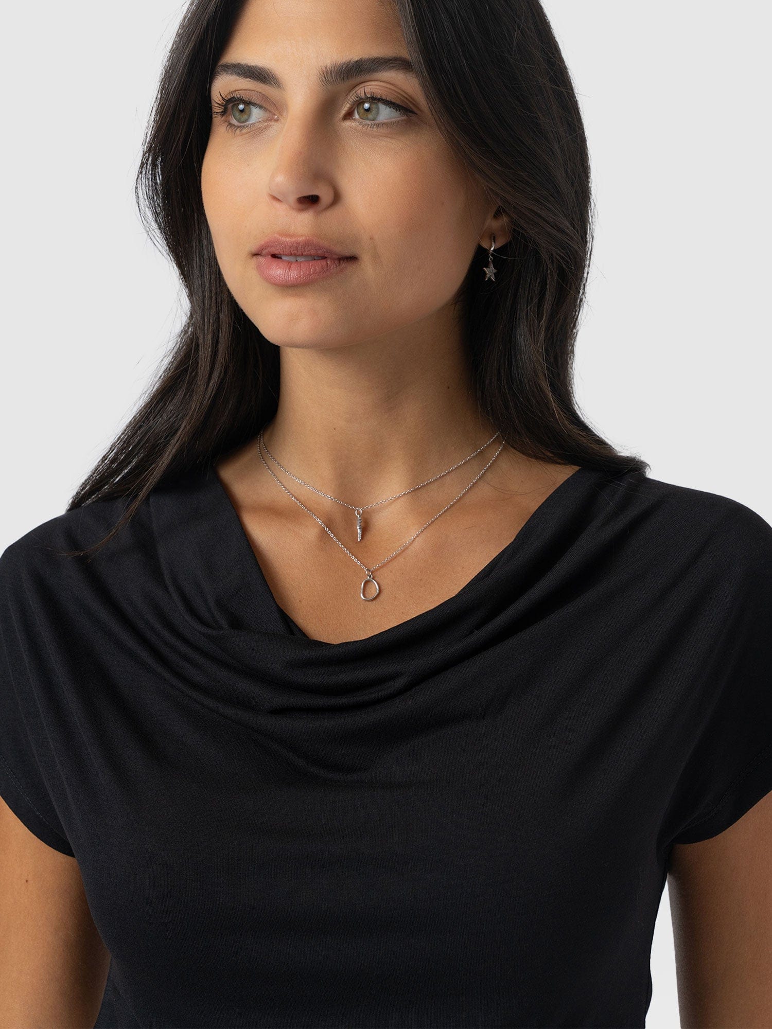 Cowl Neck Tee - Black - Image 4