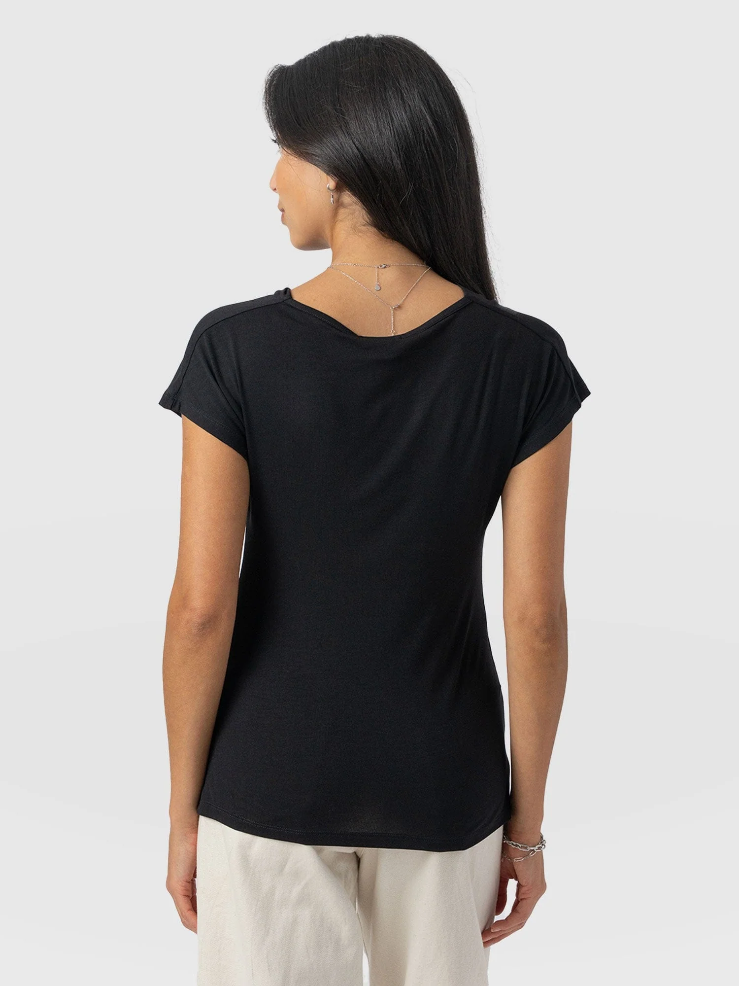 Cowl Neck Tee - Black - Image 6