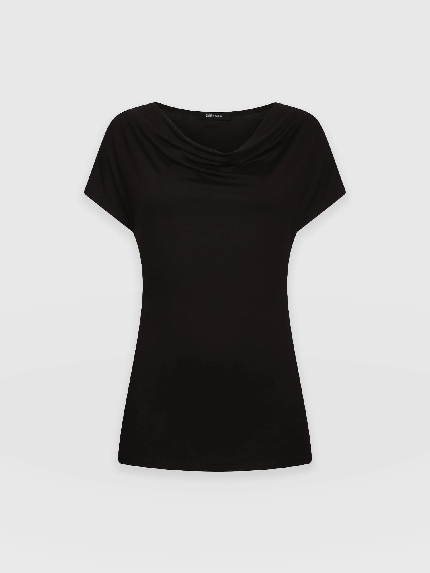 Cowl Neck Tee - Black - Image 7