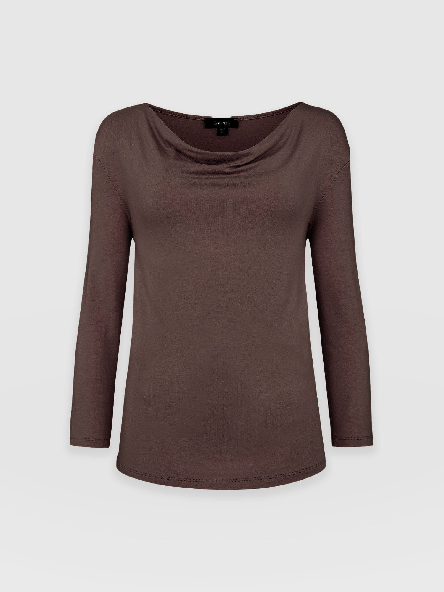 Cowl Neck Tee Long Sleeve - Maroon - Image 7