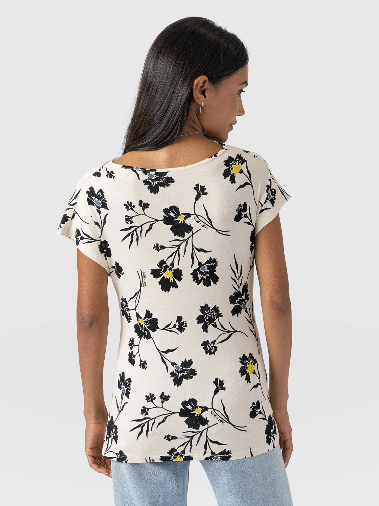 Cowl Neck Tee - White Spring Floral - Image 6