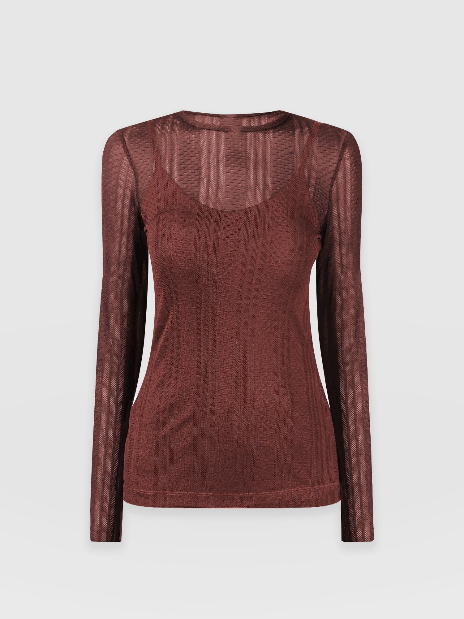 Demi Lace Long Sleeve Tee - Maroon - Image 7