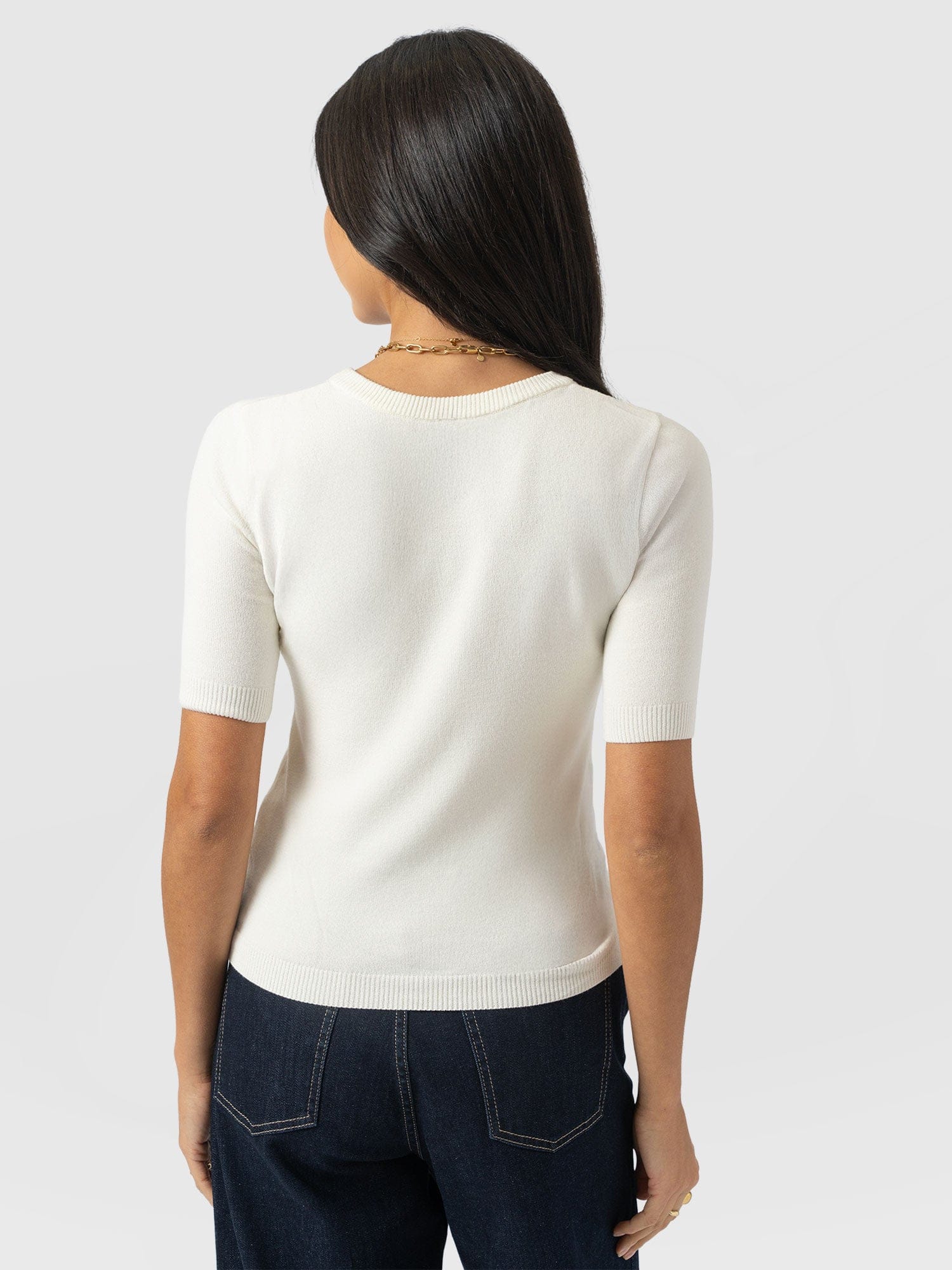 Diamond Knit Tee - Cream - Image 6