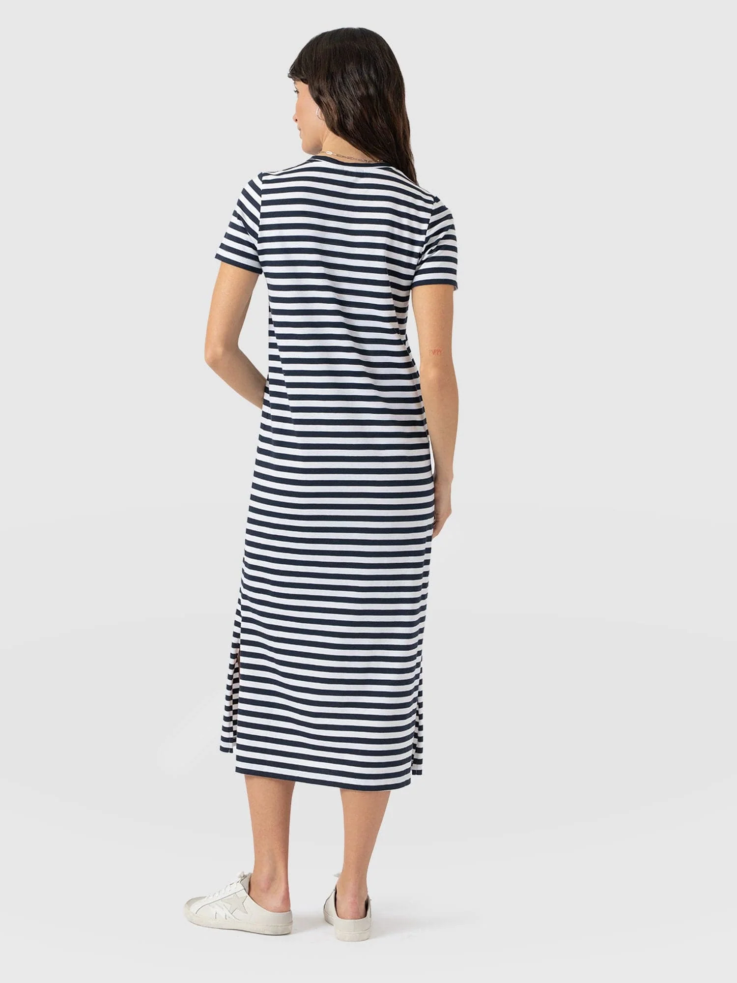 Easy T - Shirt Midi Dress - Navy Stripe - Image 6
