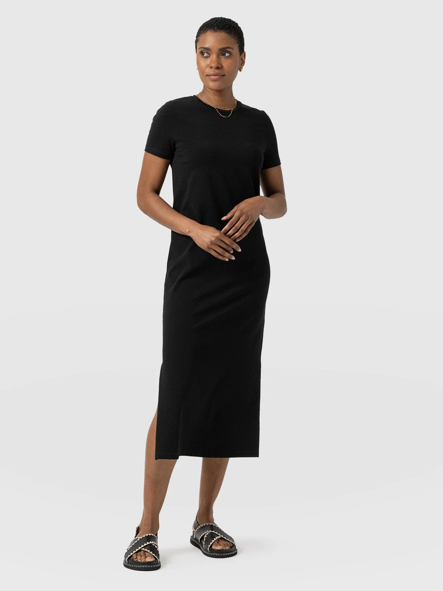 Easy T-Shirt Midi Dress - Black - Image 2