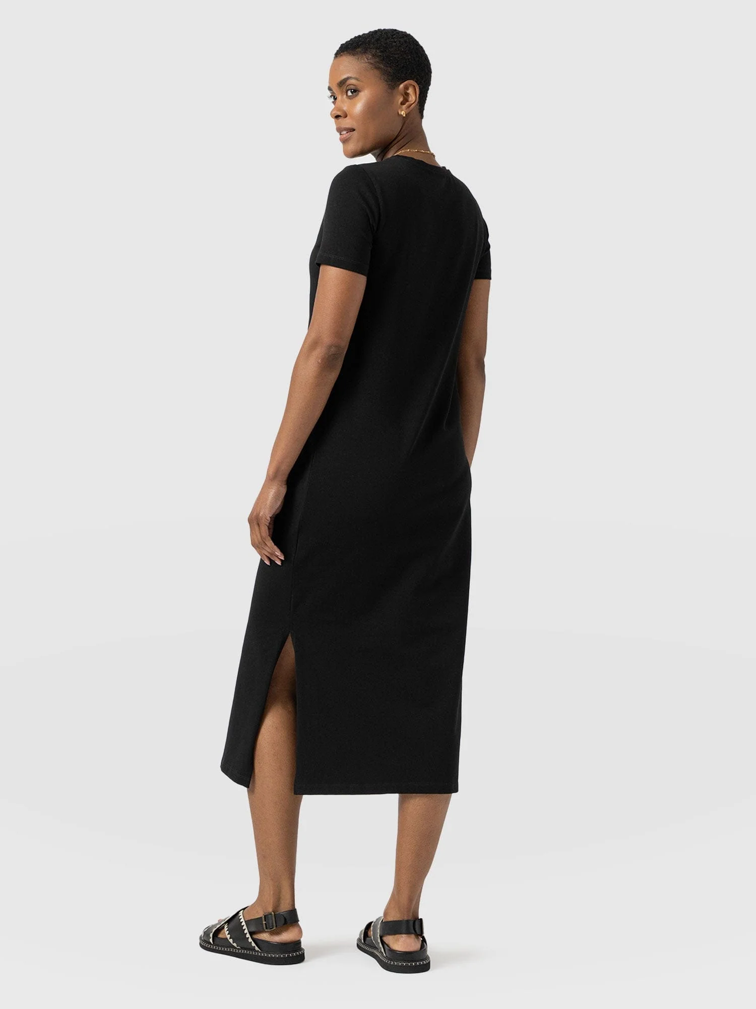 Easy T-Shirt Midi Dress - Black - Image 6