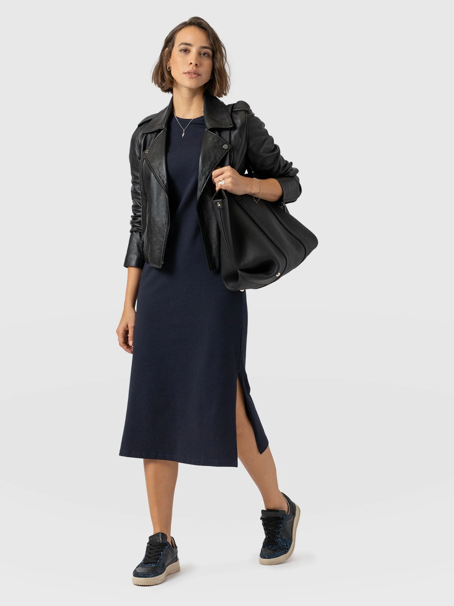 Easy T-Shirt Midi Dress - Navy - Image 2