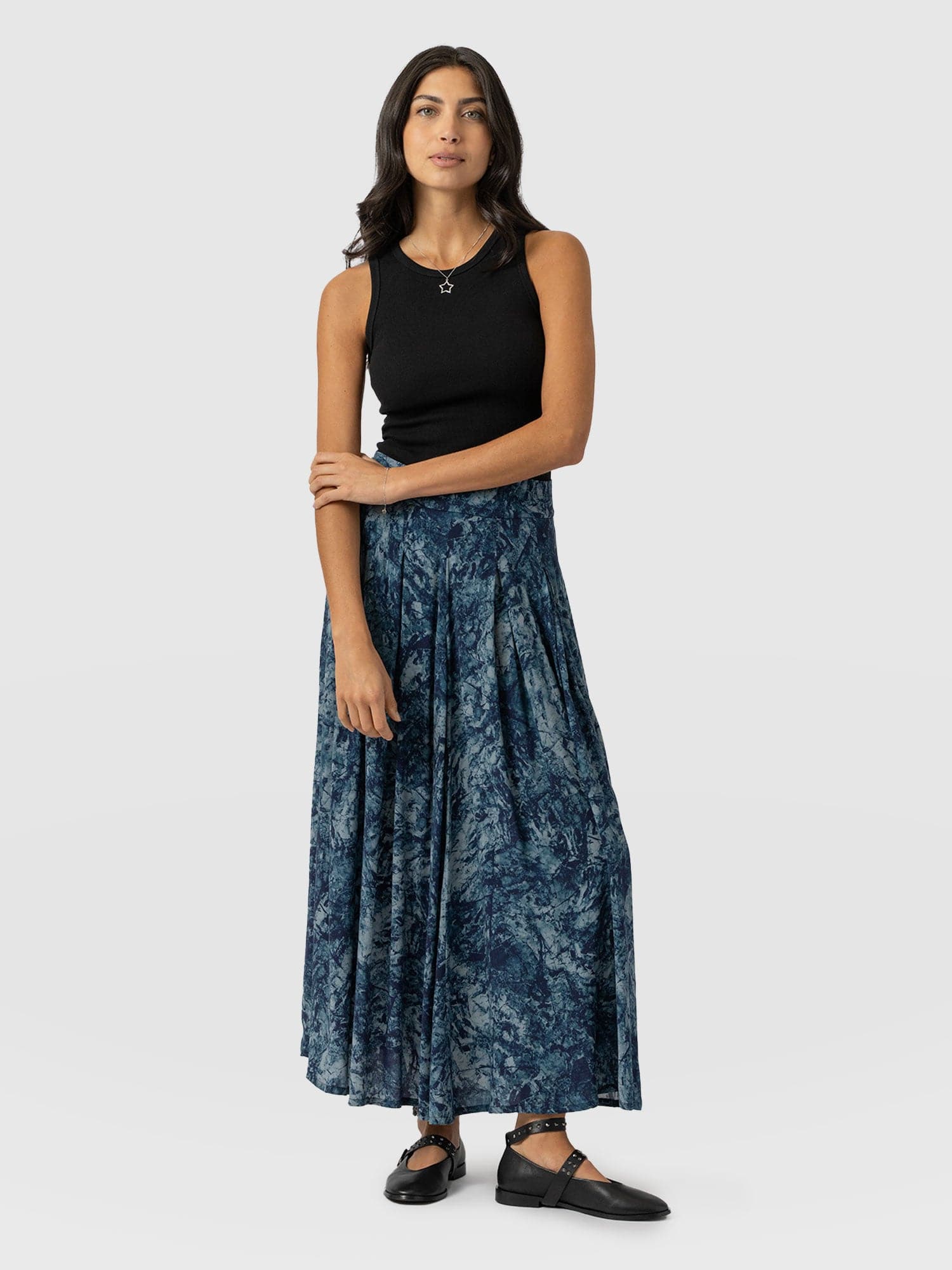 Eliza Pleated Skirt - Blue Marble - Image 3