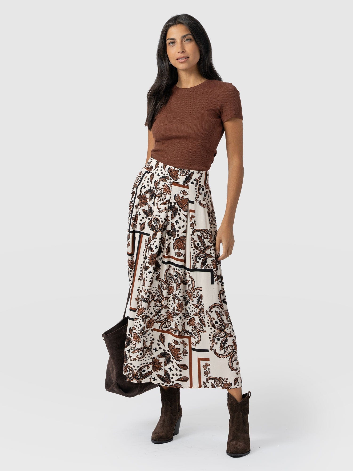 Eliza Pleated Skirt - Cream Paisley - Image 2