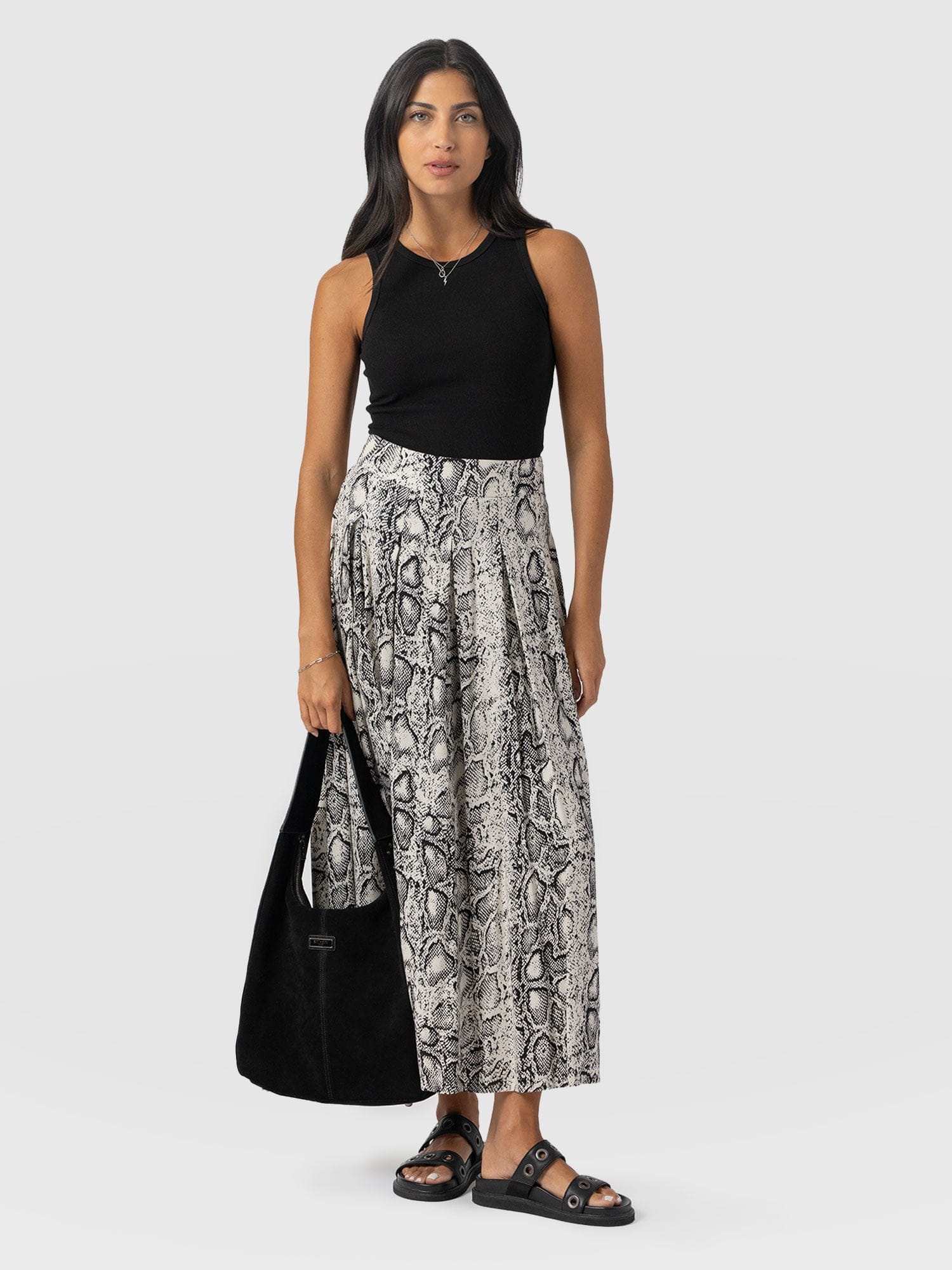 Eliza Pleated Skirt - Cream Snake - Image 2