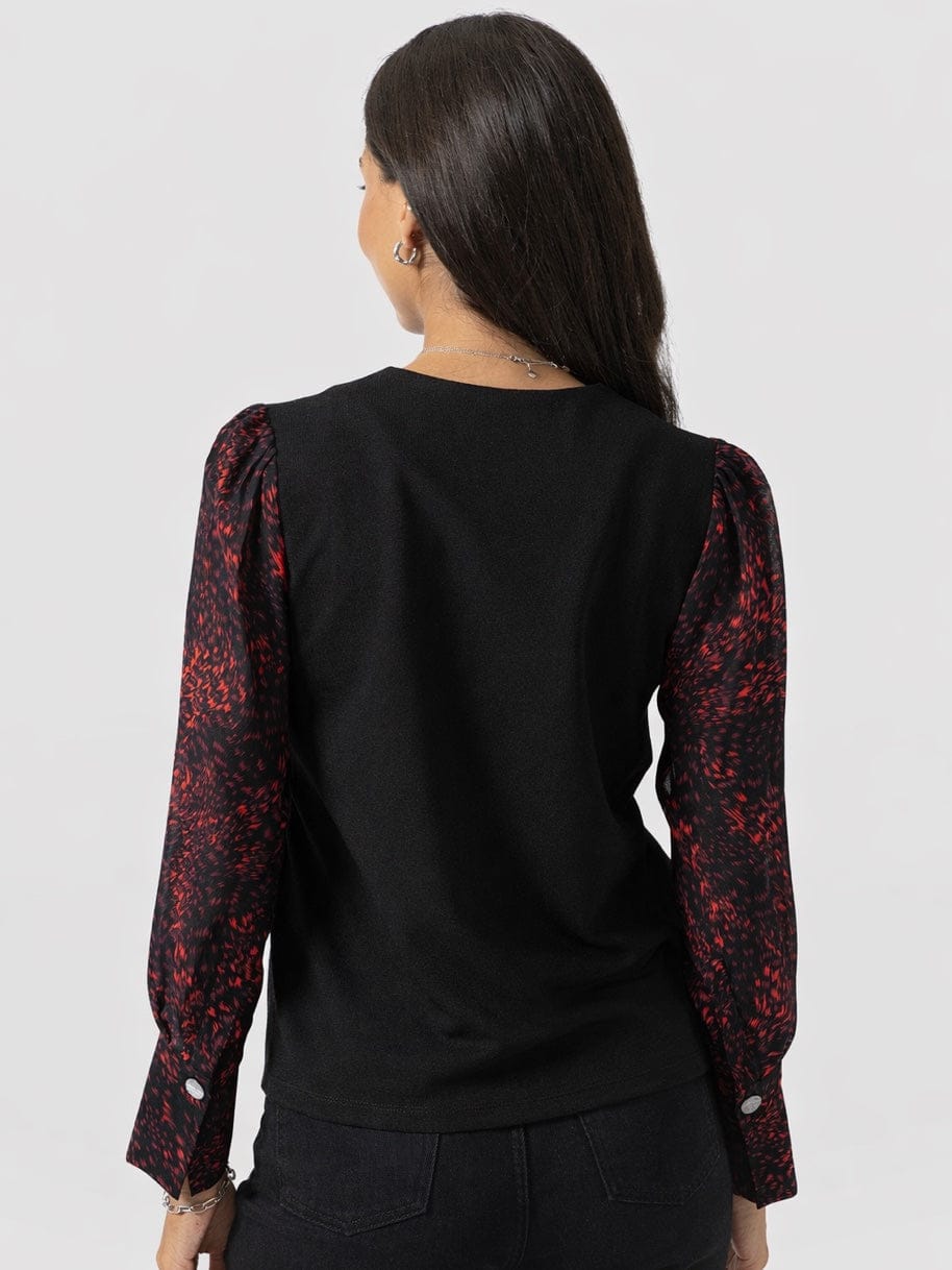 Ella Zip Up Top - Red Fade Spot - Image 6