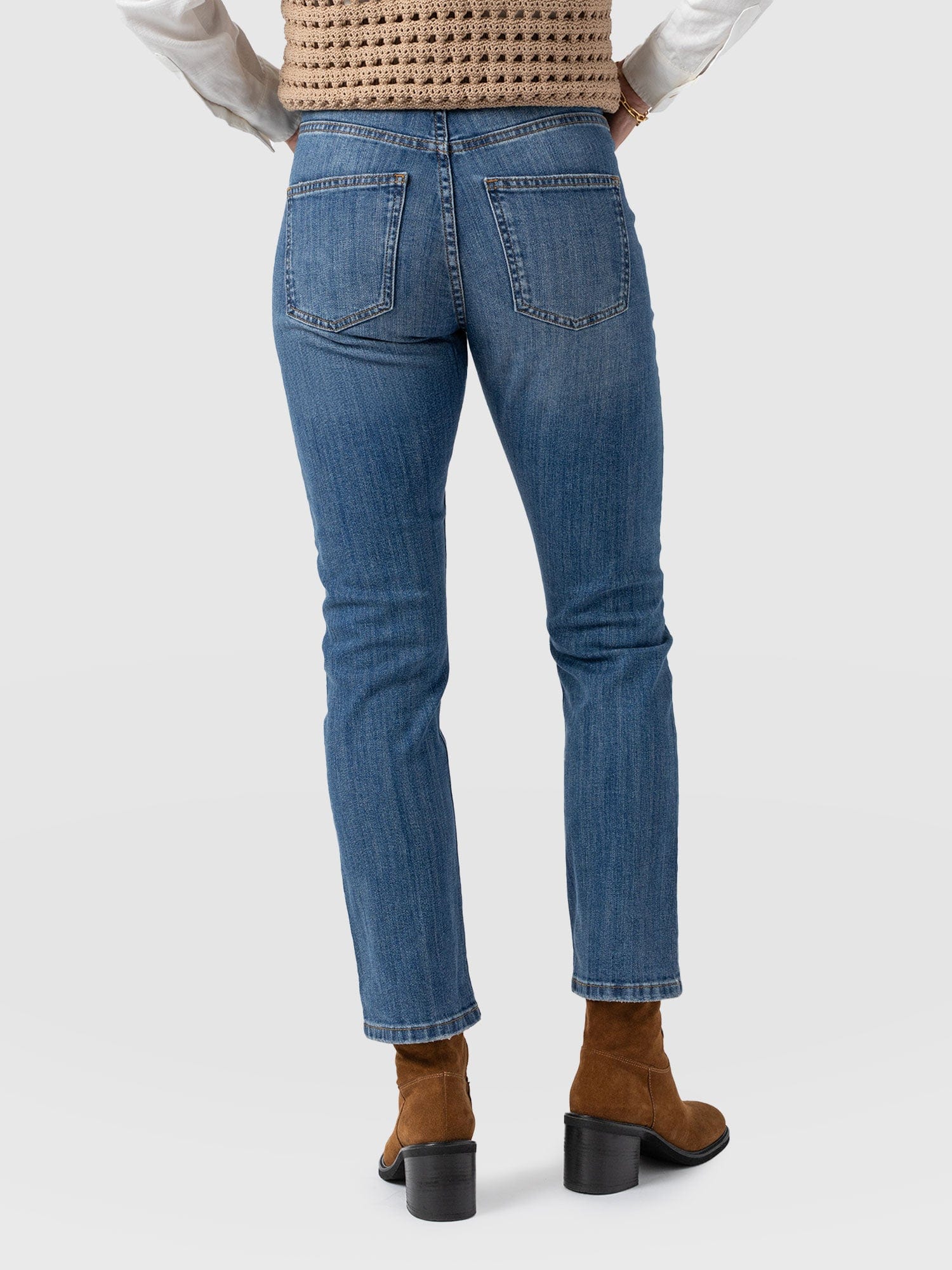 Emma Straight Leg Jean - Mid Blue - Image 6