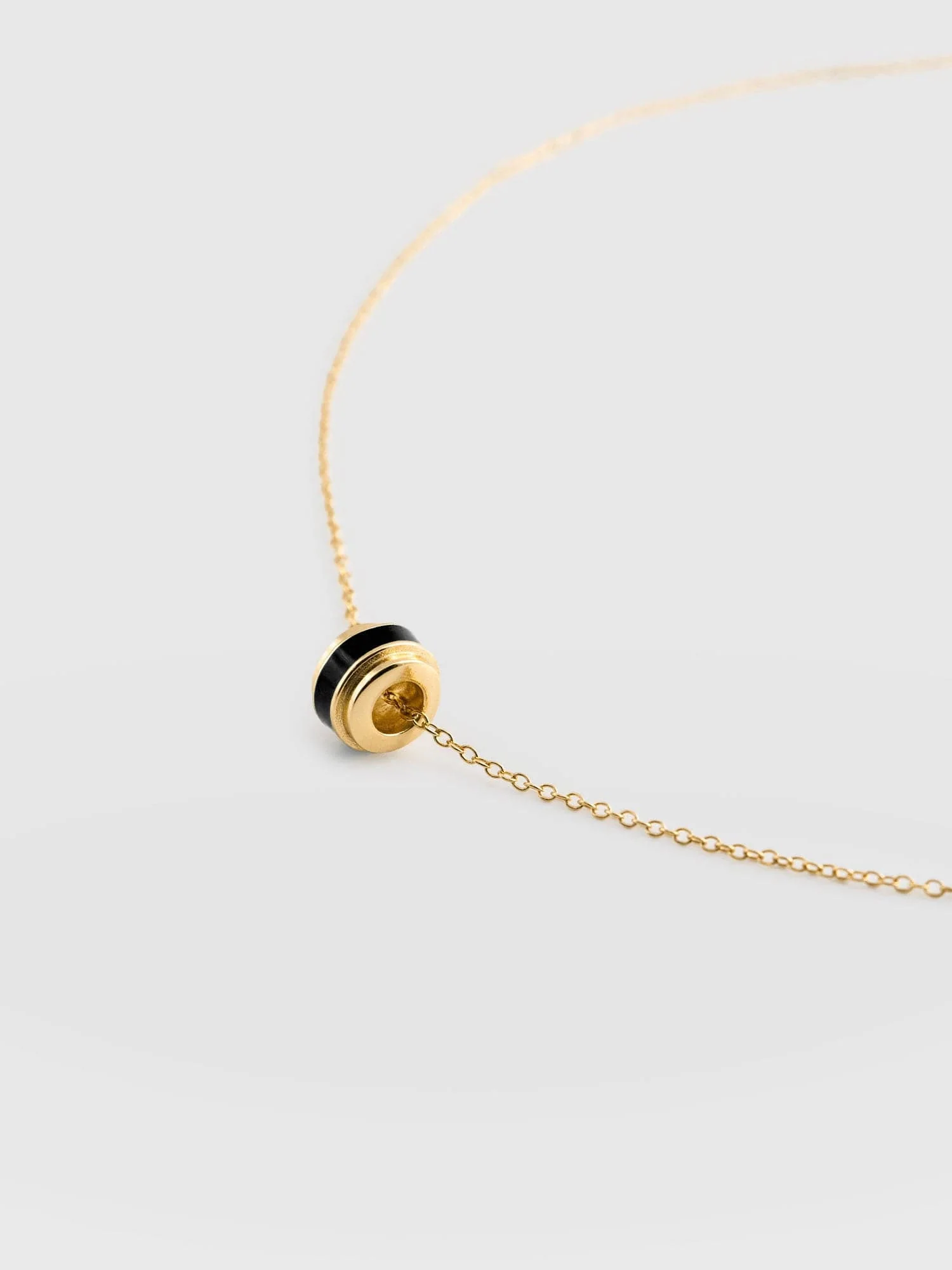Enamel Stripe Charm Necklace - Gold/Black - Image 2