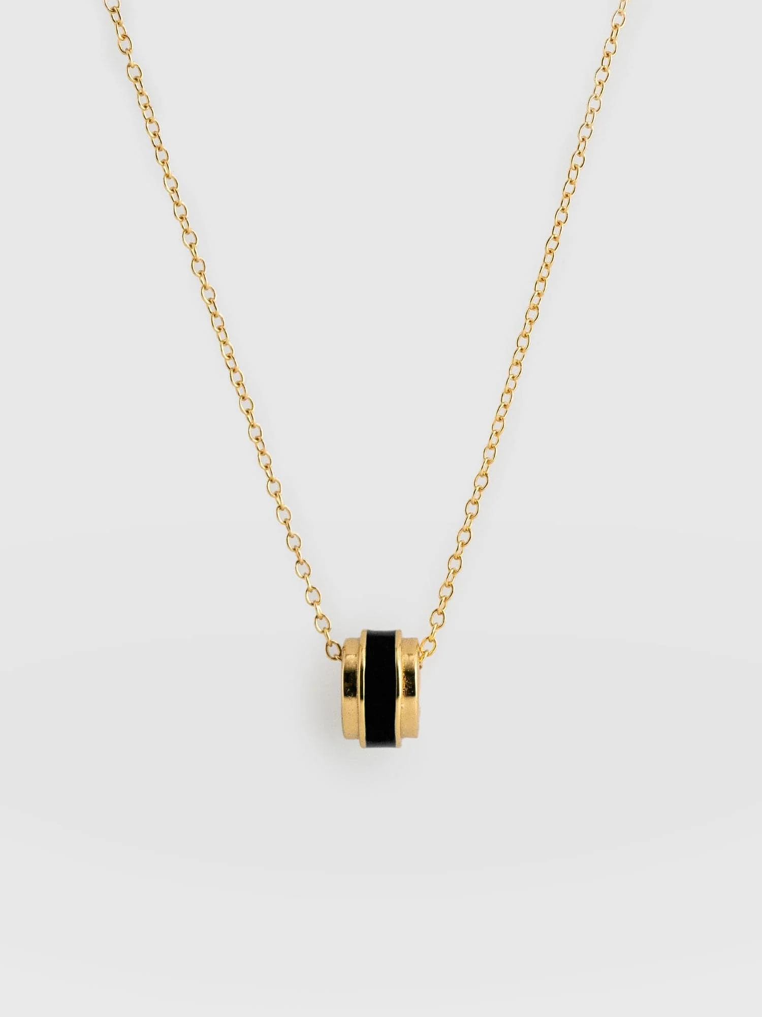 Enamel Stripe Charm Necklace - Gold/Black - Image 6