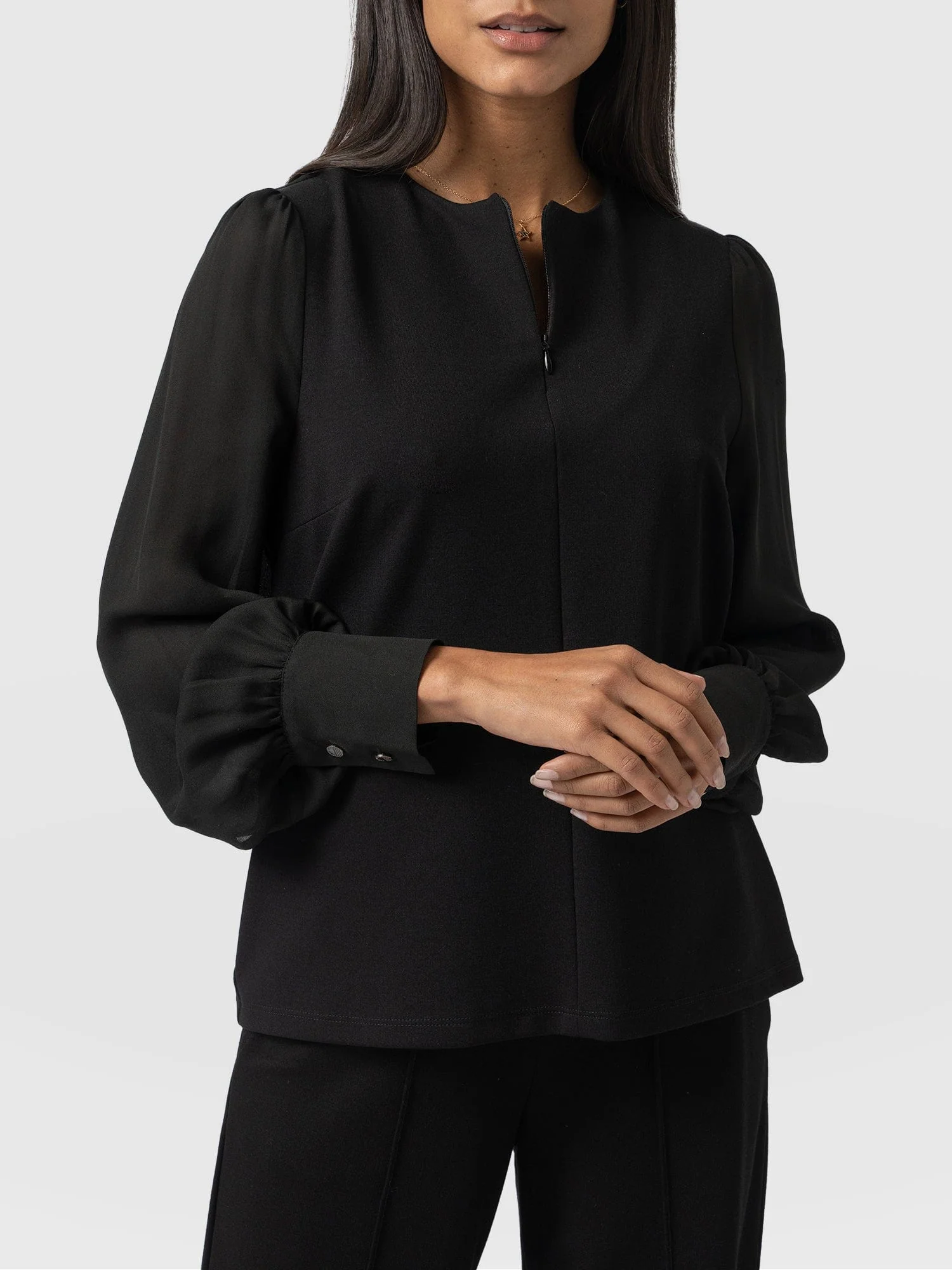 Esme Zip Up Top - Black - Image 3
