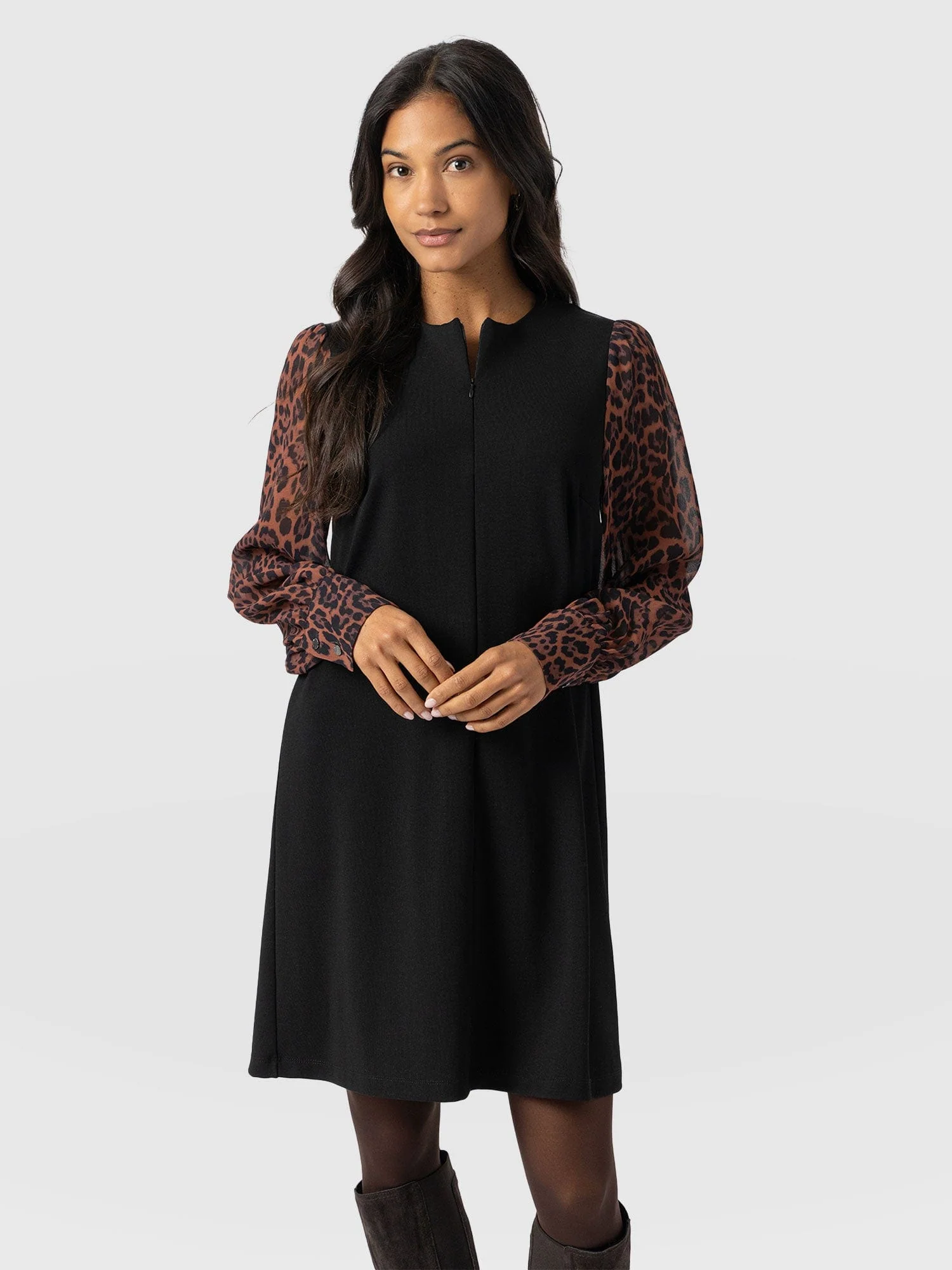 Esme Zip Up Dress - Brown Leopard - Image 3