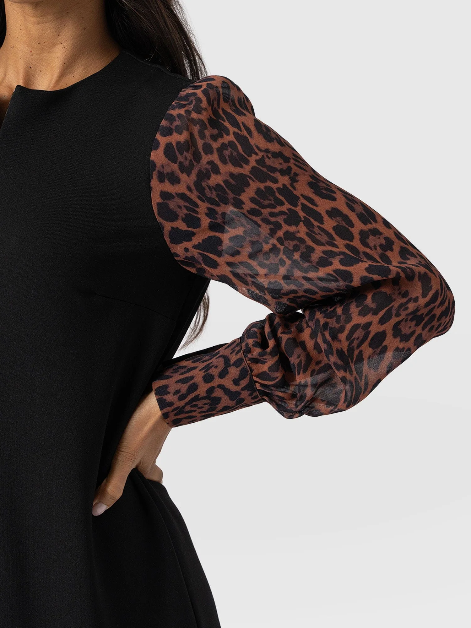 Esme Zip Up Dress - Brown Leopard - Image 4