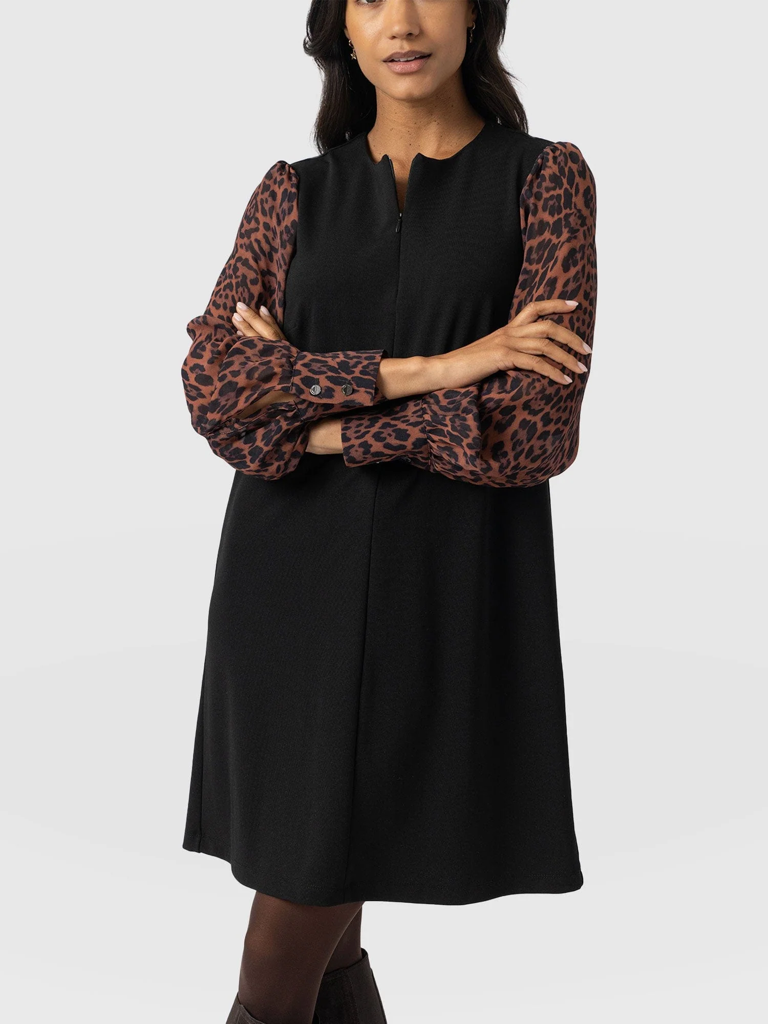 Esme Zip Up Dress - Brown Leopard - Image 5