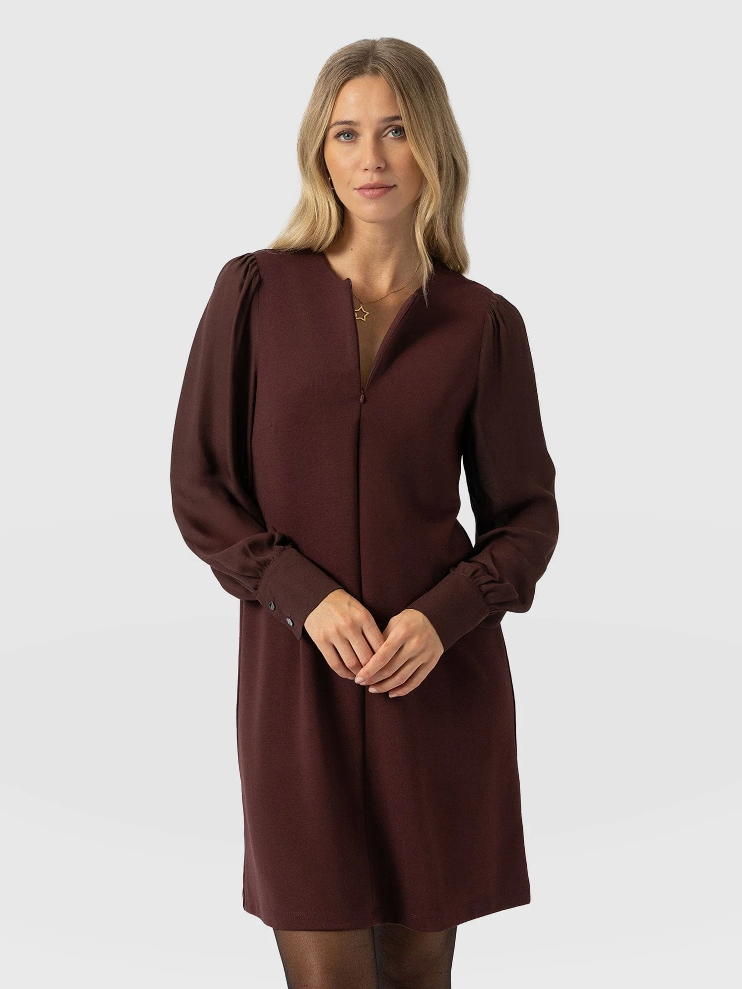 Esme Zip Up Dress - Maroon - Image 2