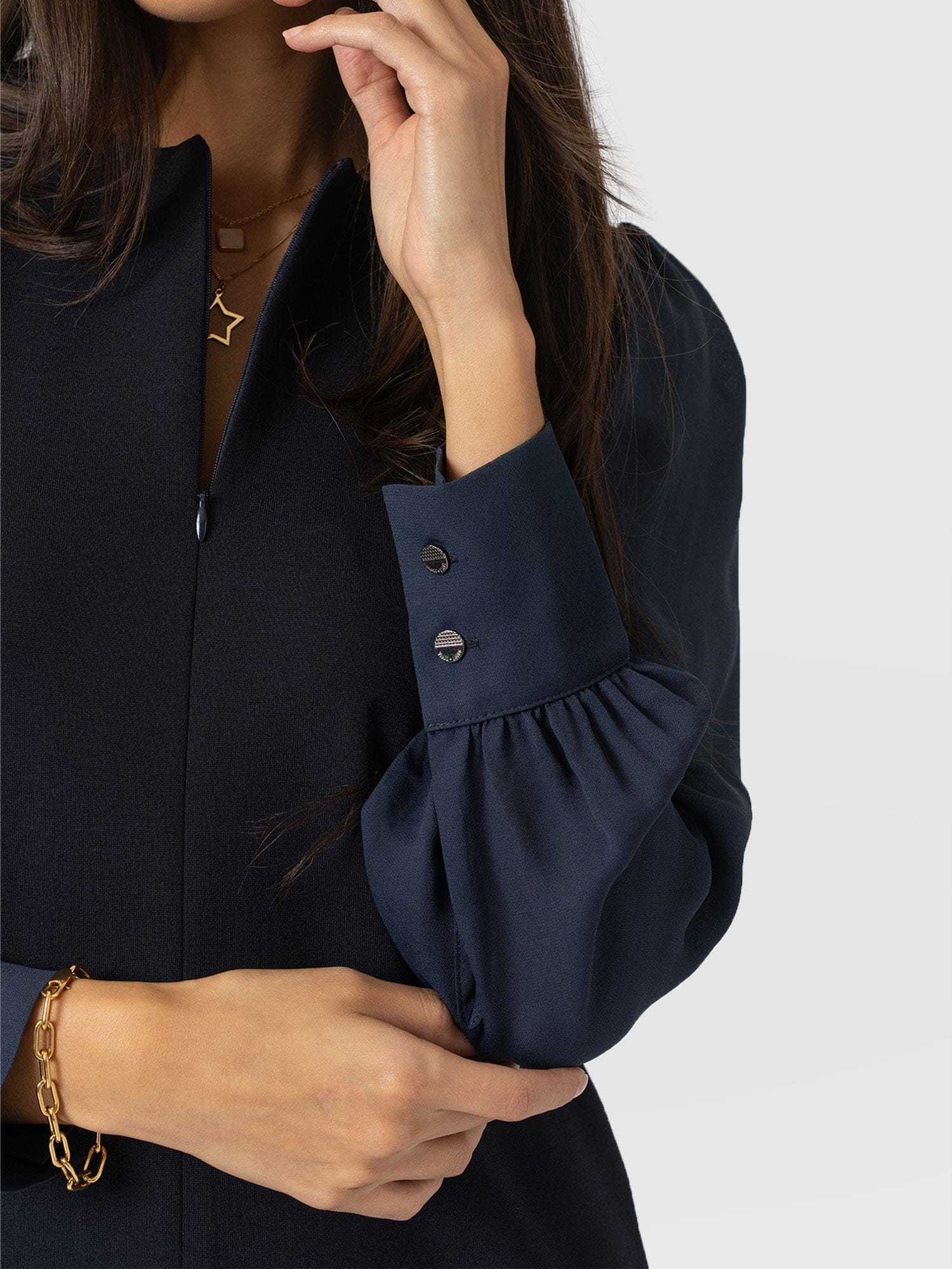 Esme Zip Up Dress - Navy - Image 5