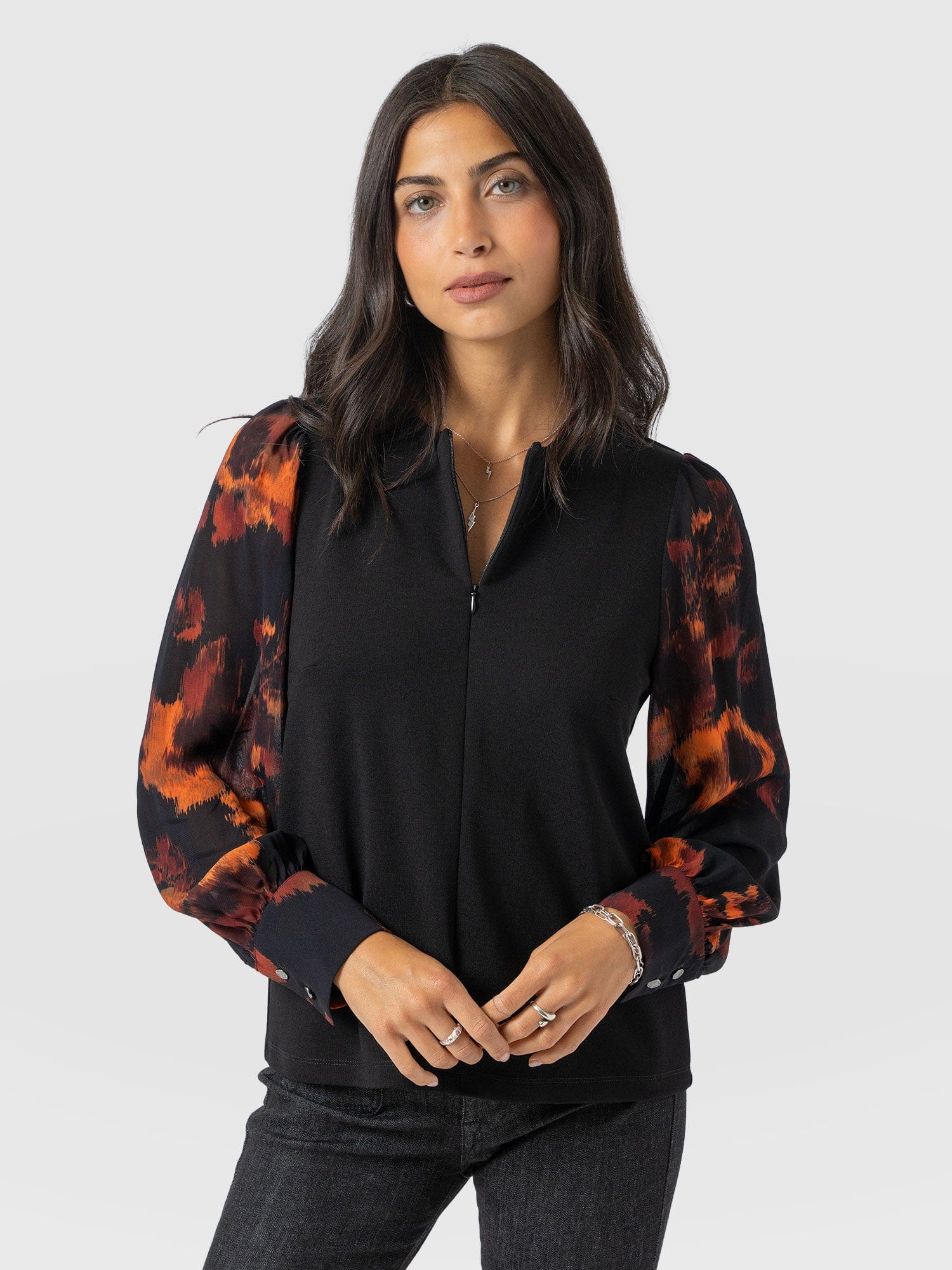 Esme Zip Up Top - Autumn Floral - Image 2