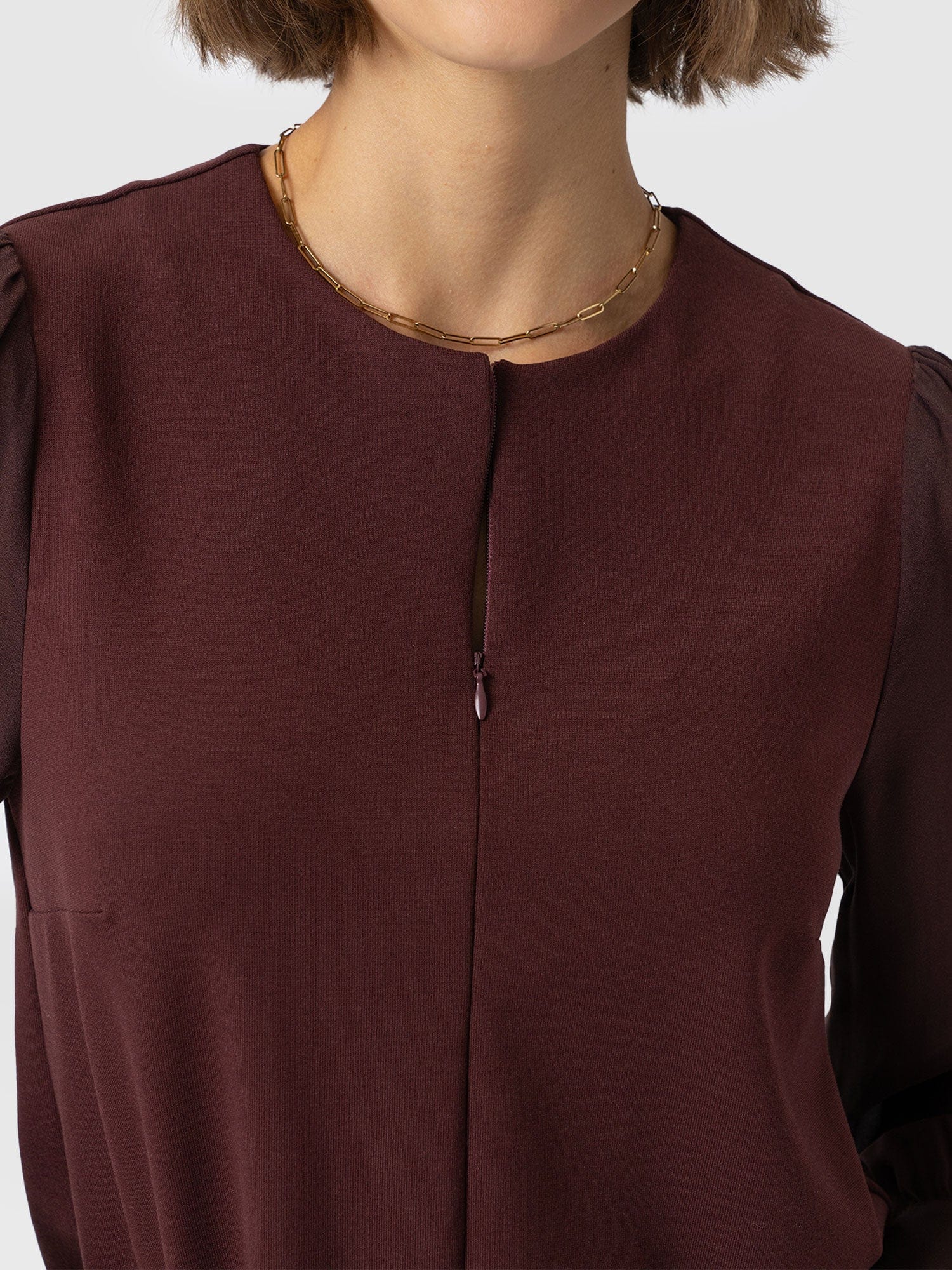 Esme Zip Up Top - Maroon - Image 4