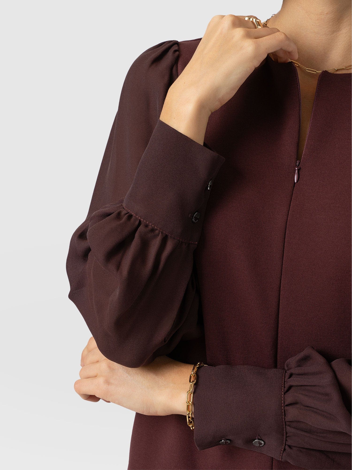 Esme Zip Up Top - Maroon - Image 5