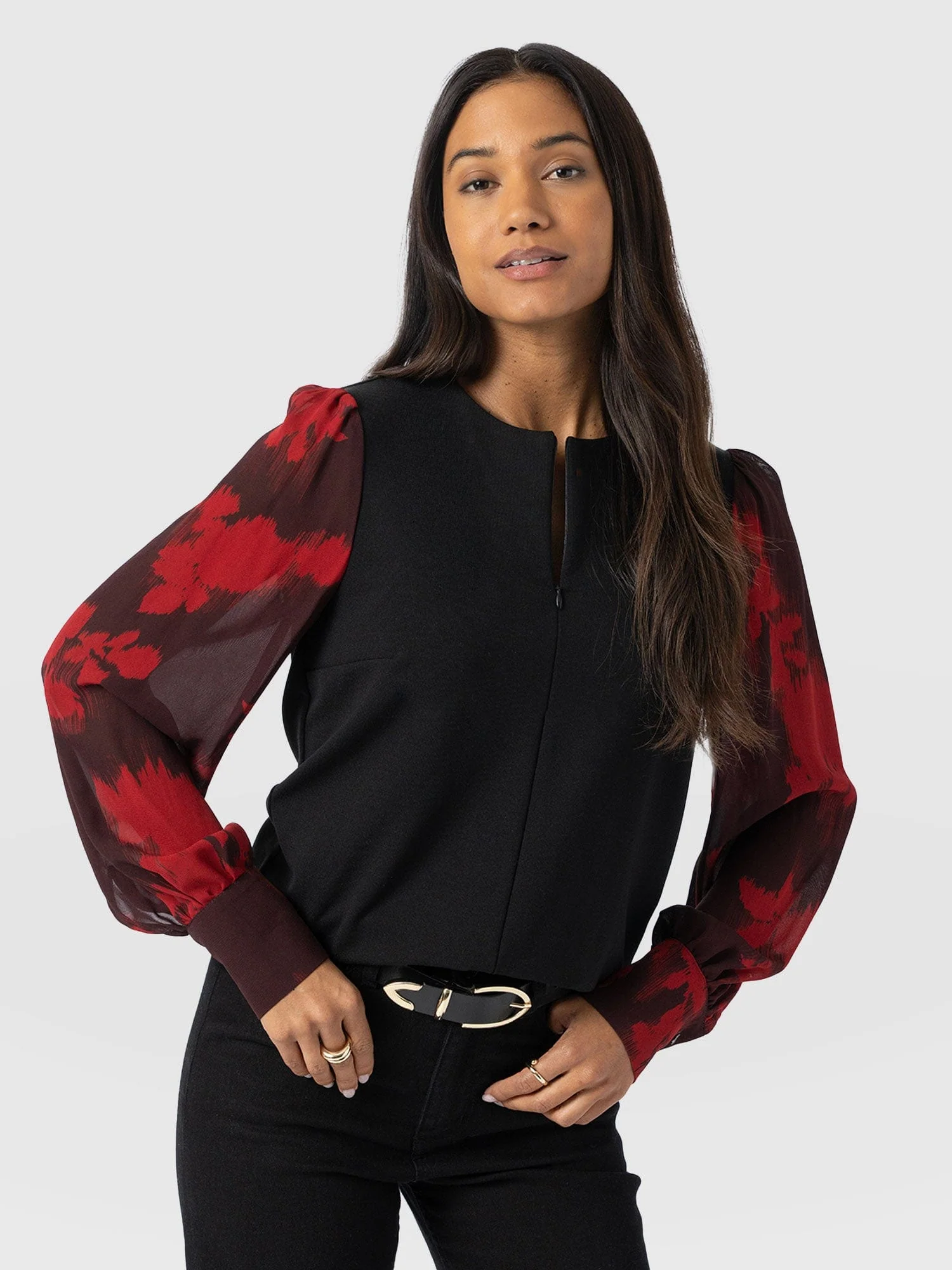 Esme Zip Up Top - Pink Fade Floral - Image 2