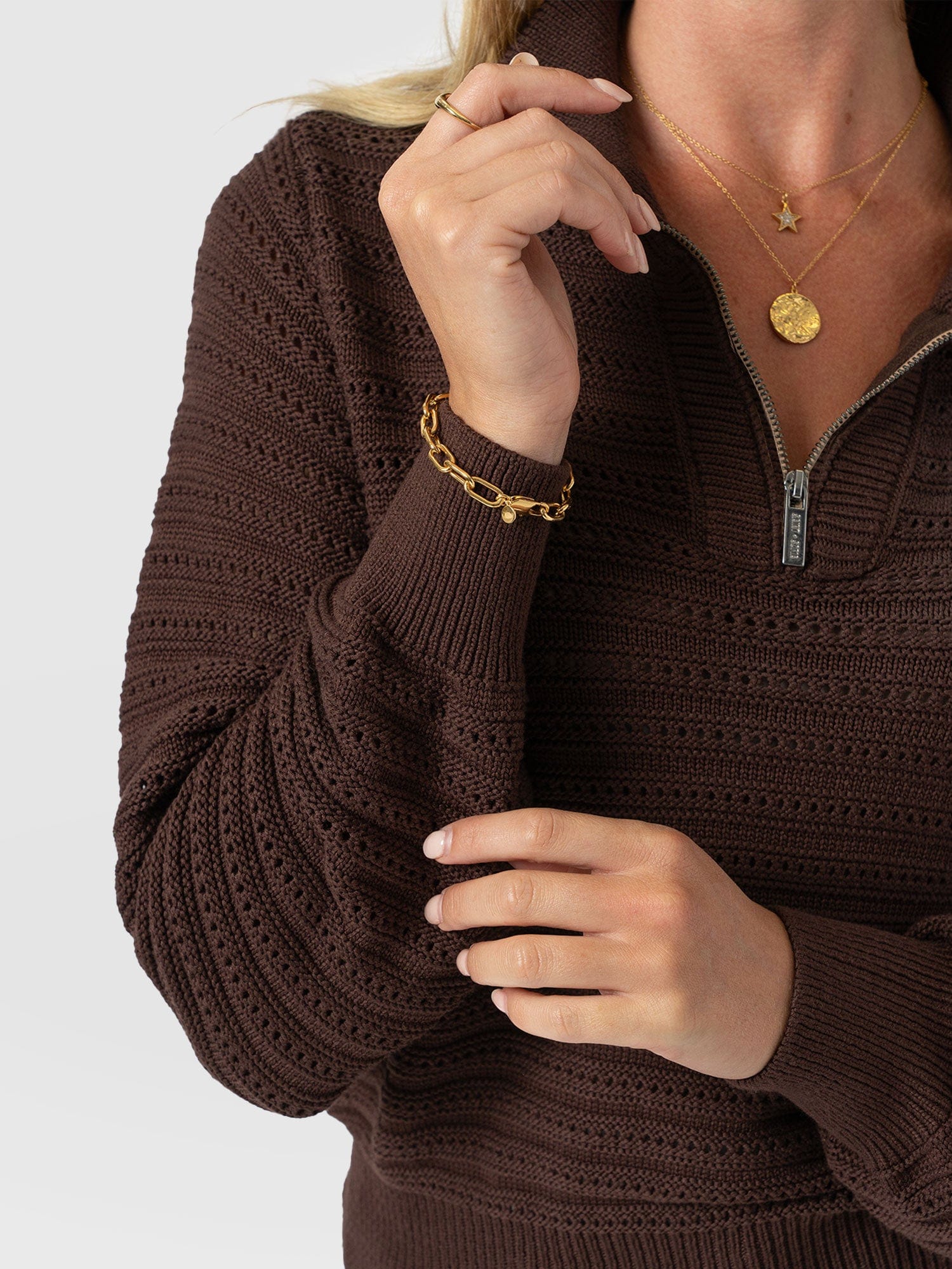 Ester Quarter Zip Knit - Chocolate - Image 5