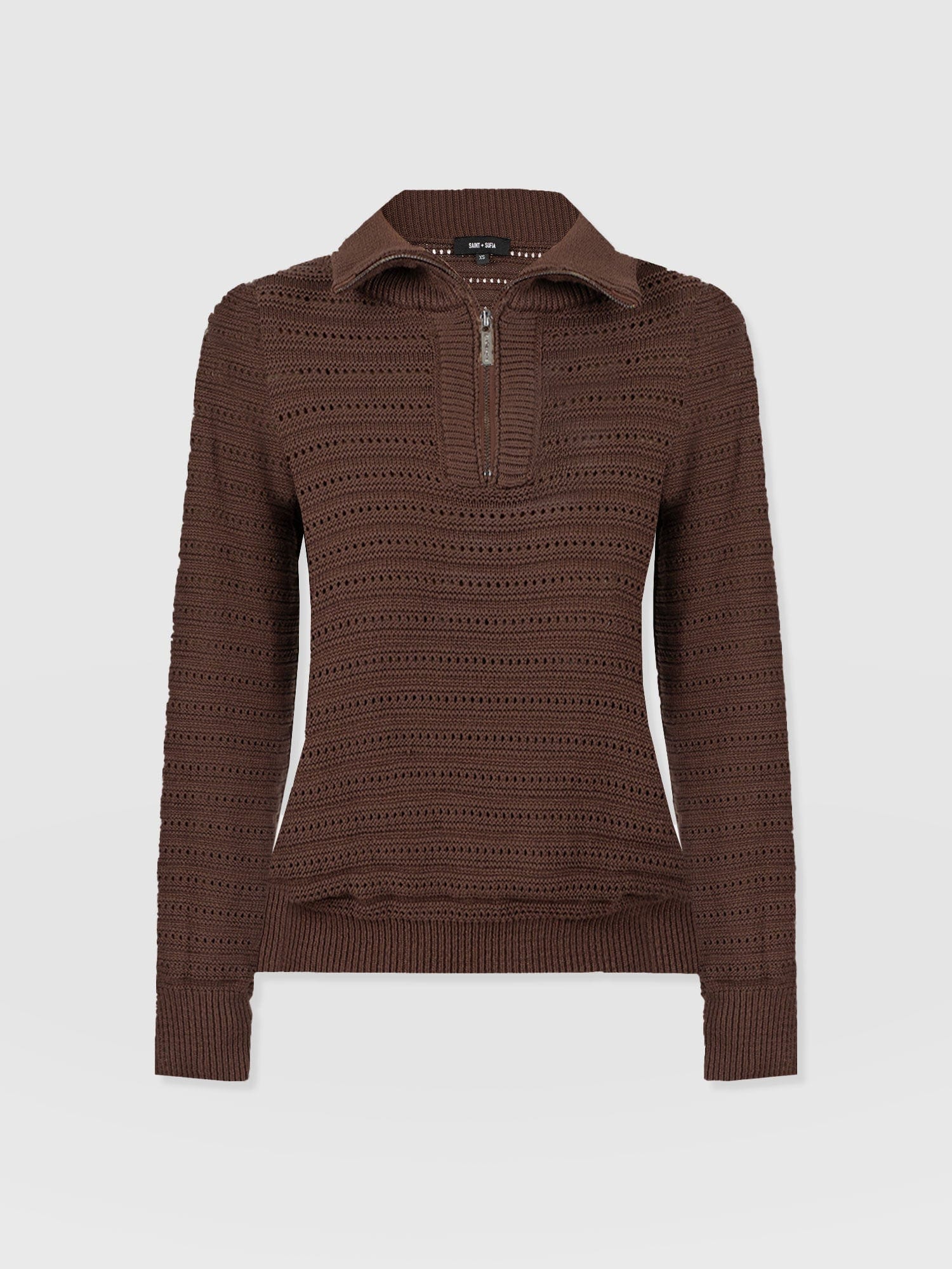 Ester Quarter Zip Knit - Chocolate - Image 7
