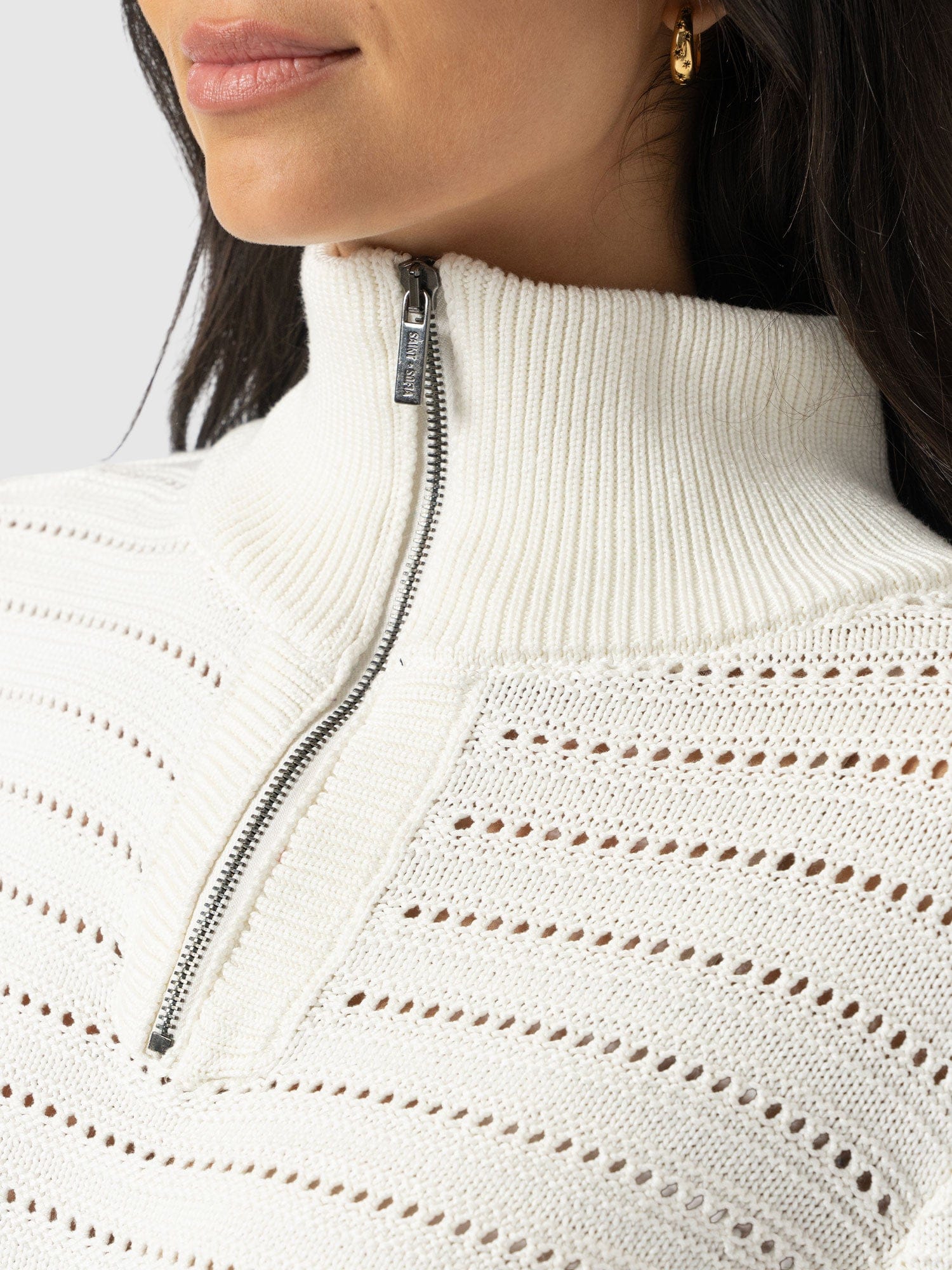 Ester Quarter Zip Knit - Cream - Image 5