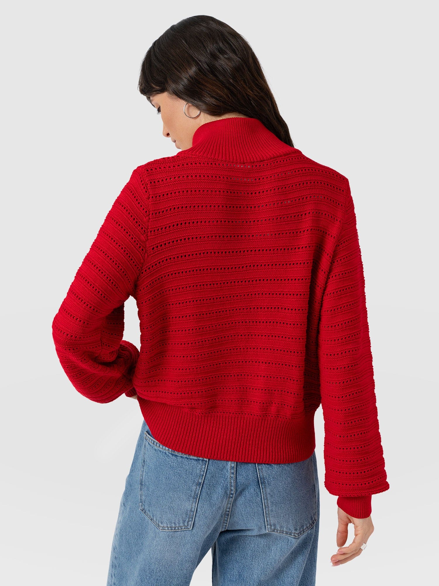 Ester Quarter Zip Knit - Red - Image 6